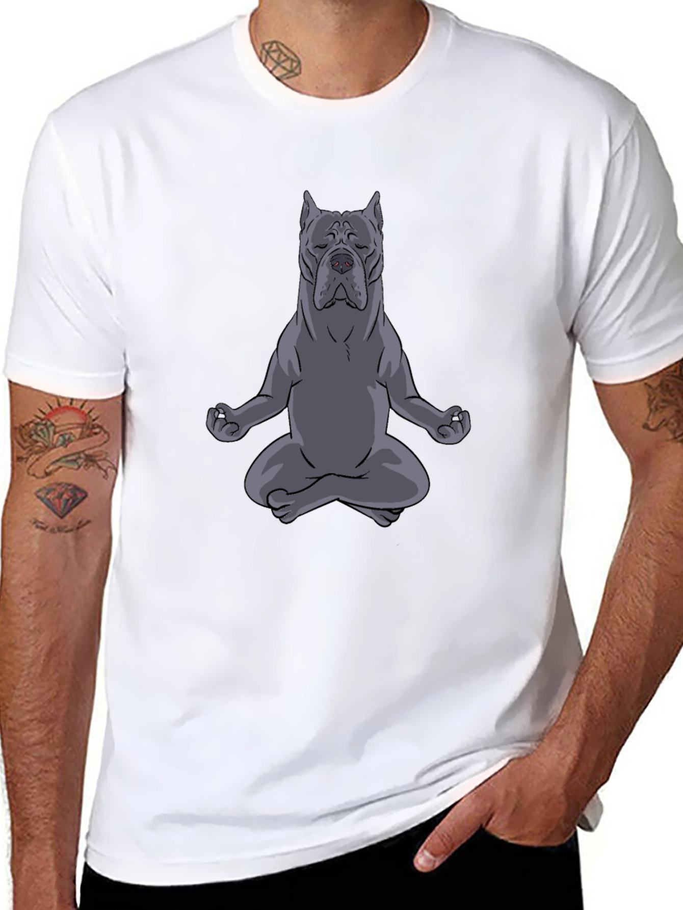 Black Zen Dog T-Shirt - Meditating Canine Graphic Tee view 8