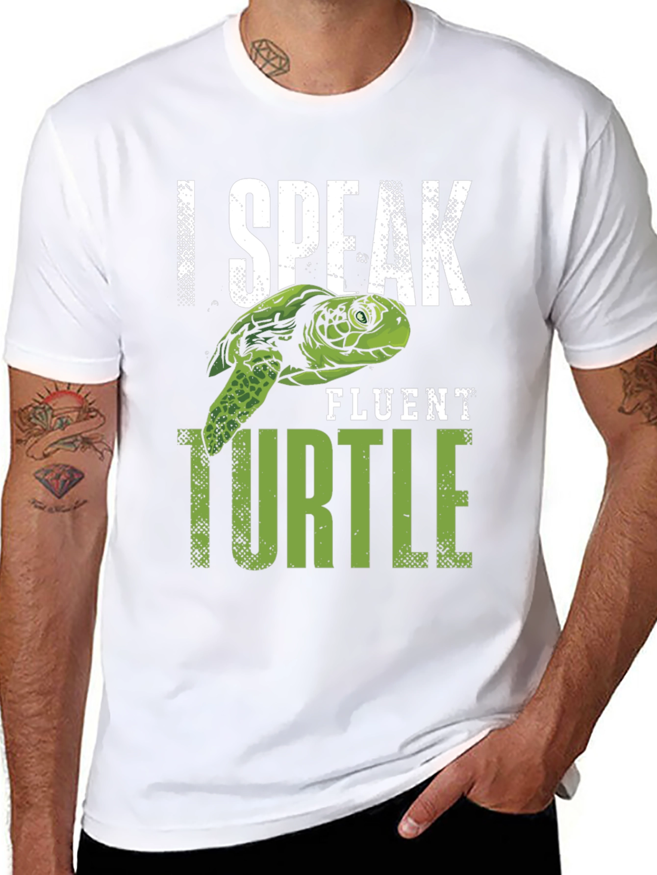 Black I Speak Fluent Turtle Graphic T-Shirt view 8