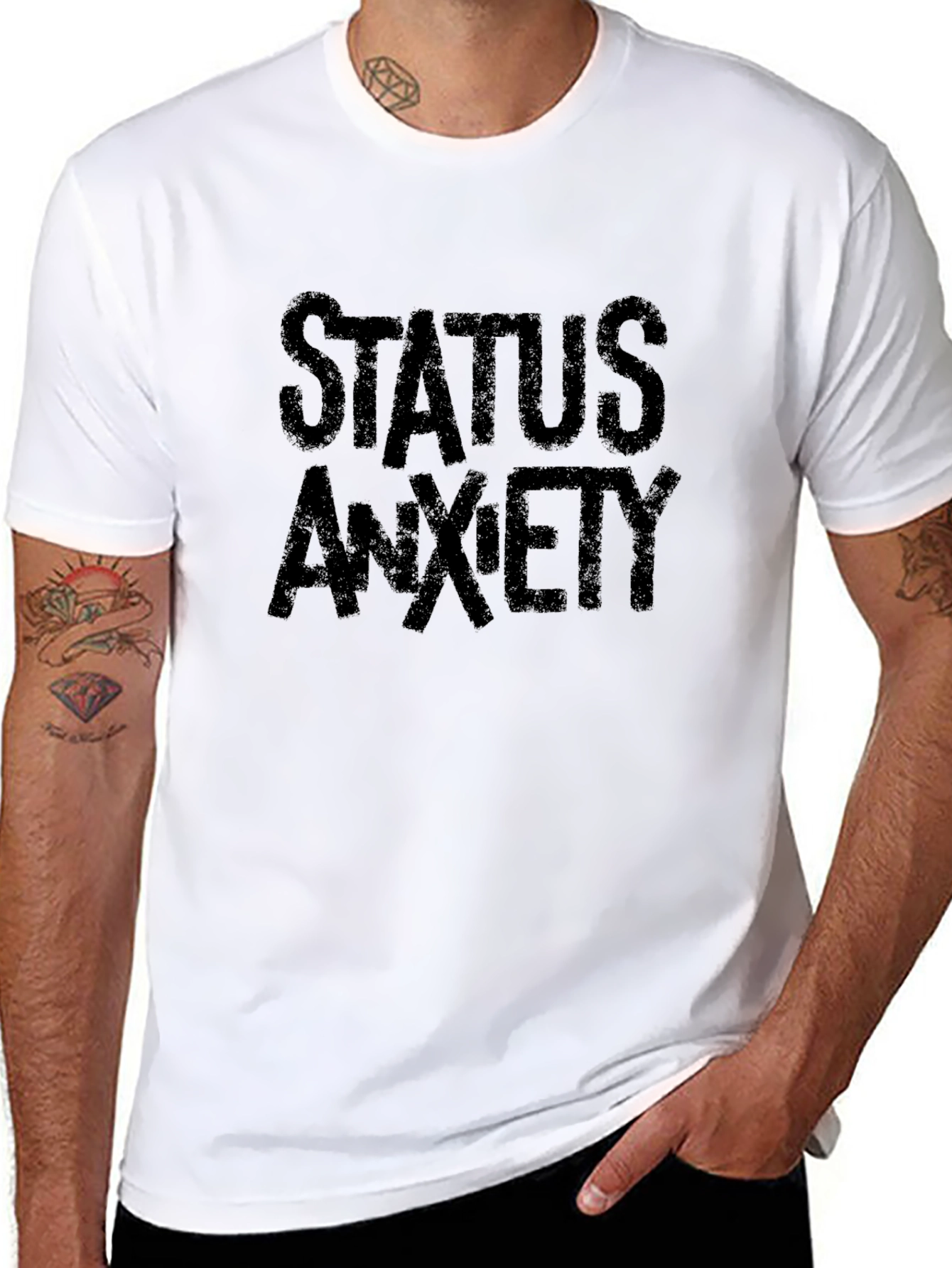 Black Status Anxiety Black Graphic T-Shirt view 8