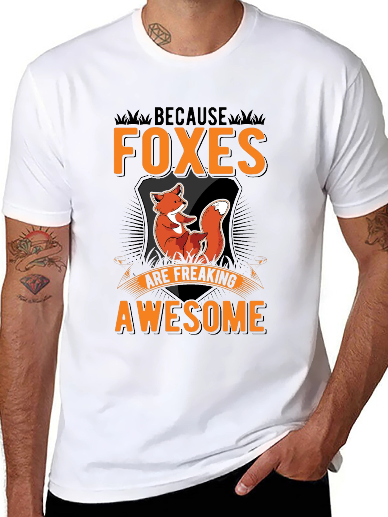 Black Foxes Are Awesome Black Graphic Tee view 8