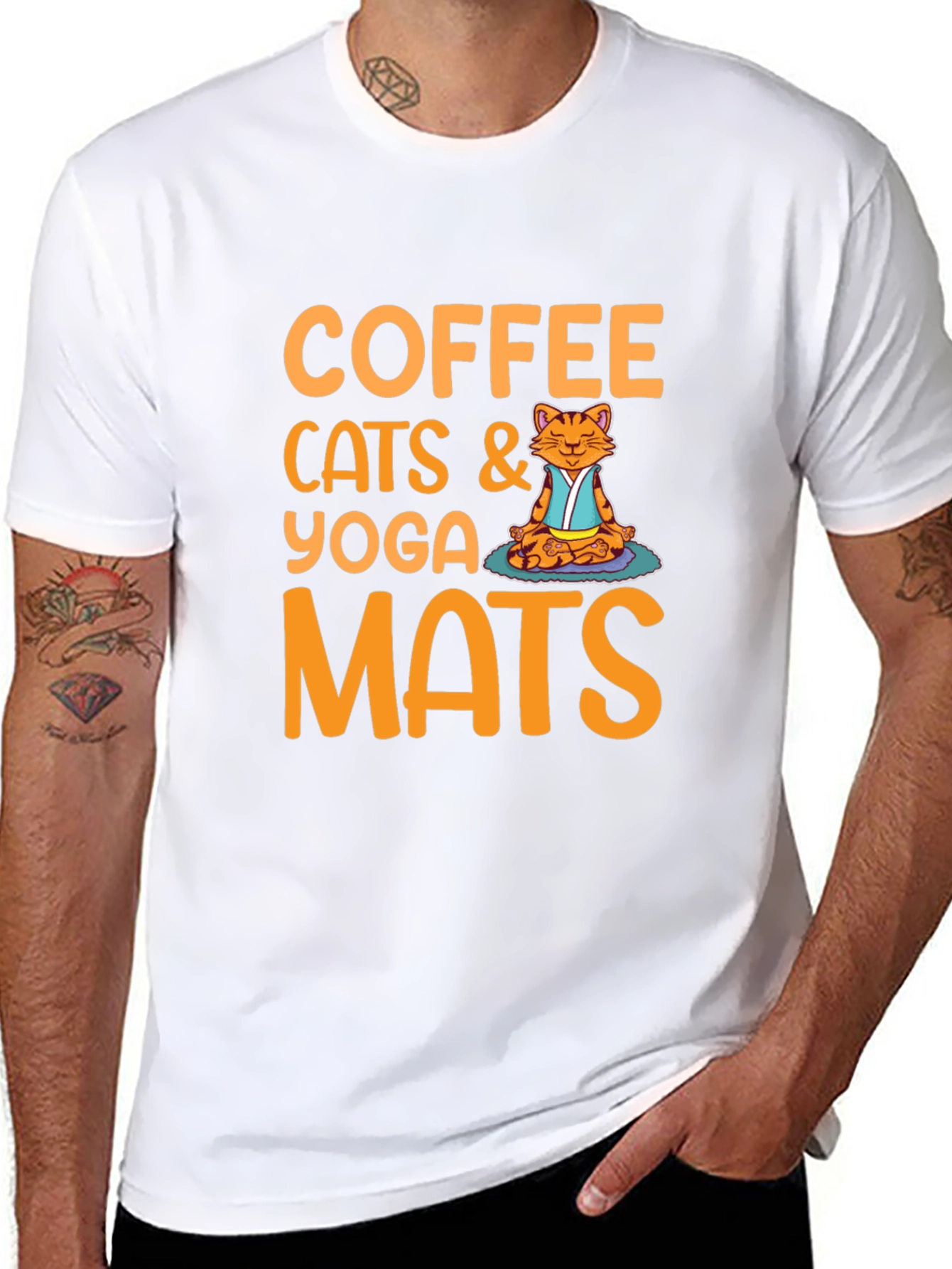 Black Coffee Cats Yoga Mats Graphic T-Shirt view 8