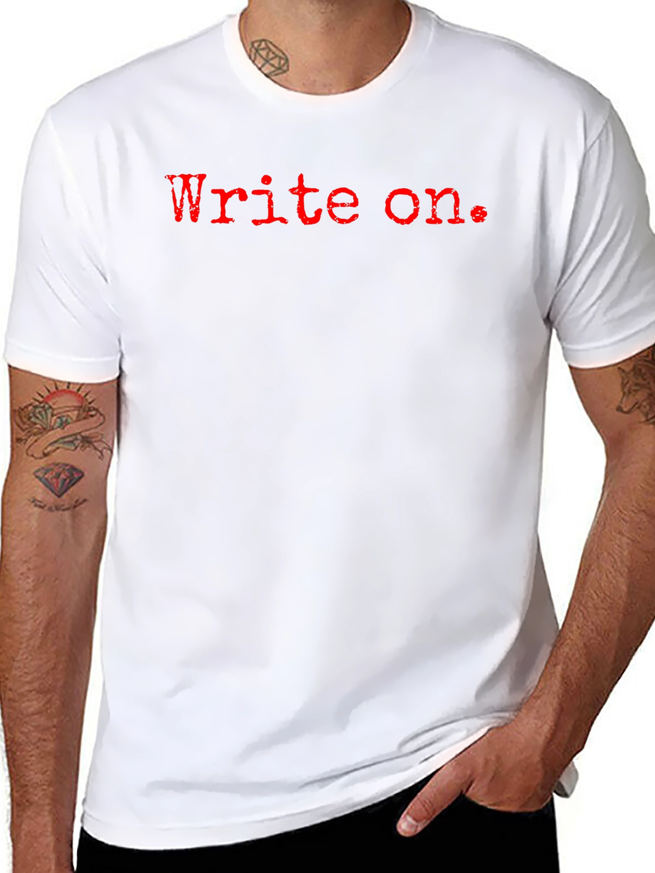 Black Write On T-Shirt - Red Vintage Typewriter Text Design view 8