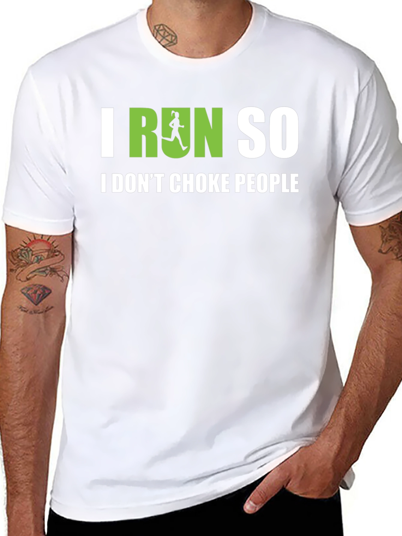 Black Funny Running T-Shirt - I Run So I Don't Choke People view 8