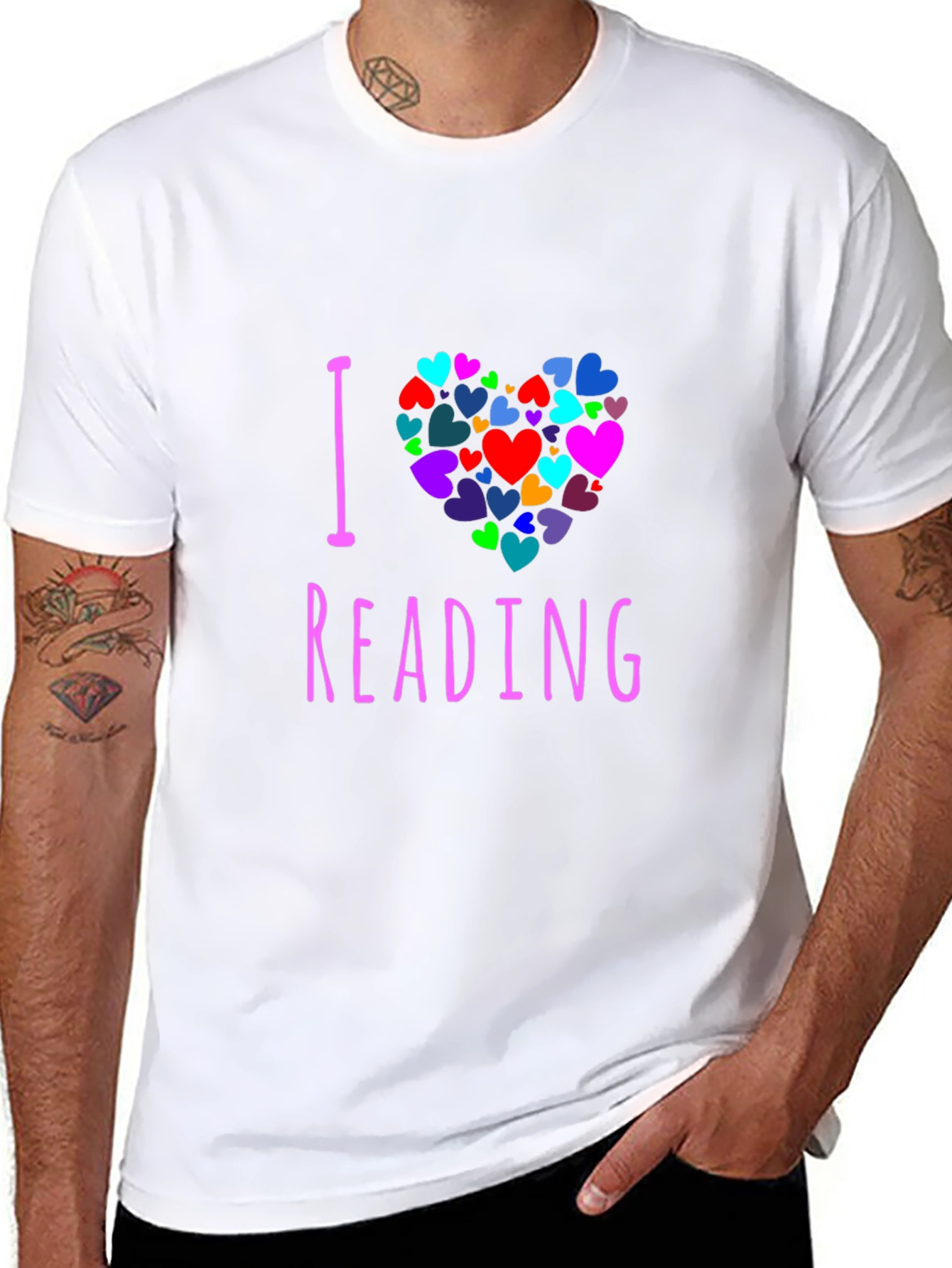 Black I Love Reading Heart Graphic Tee - Unisex view 8