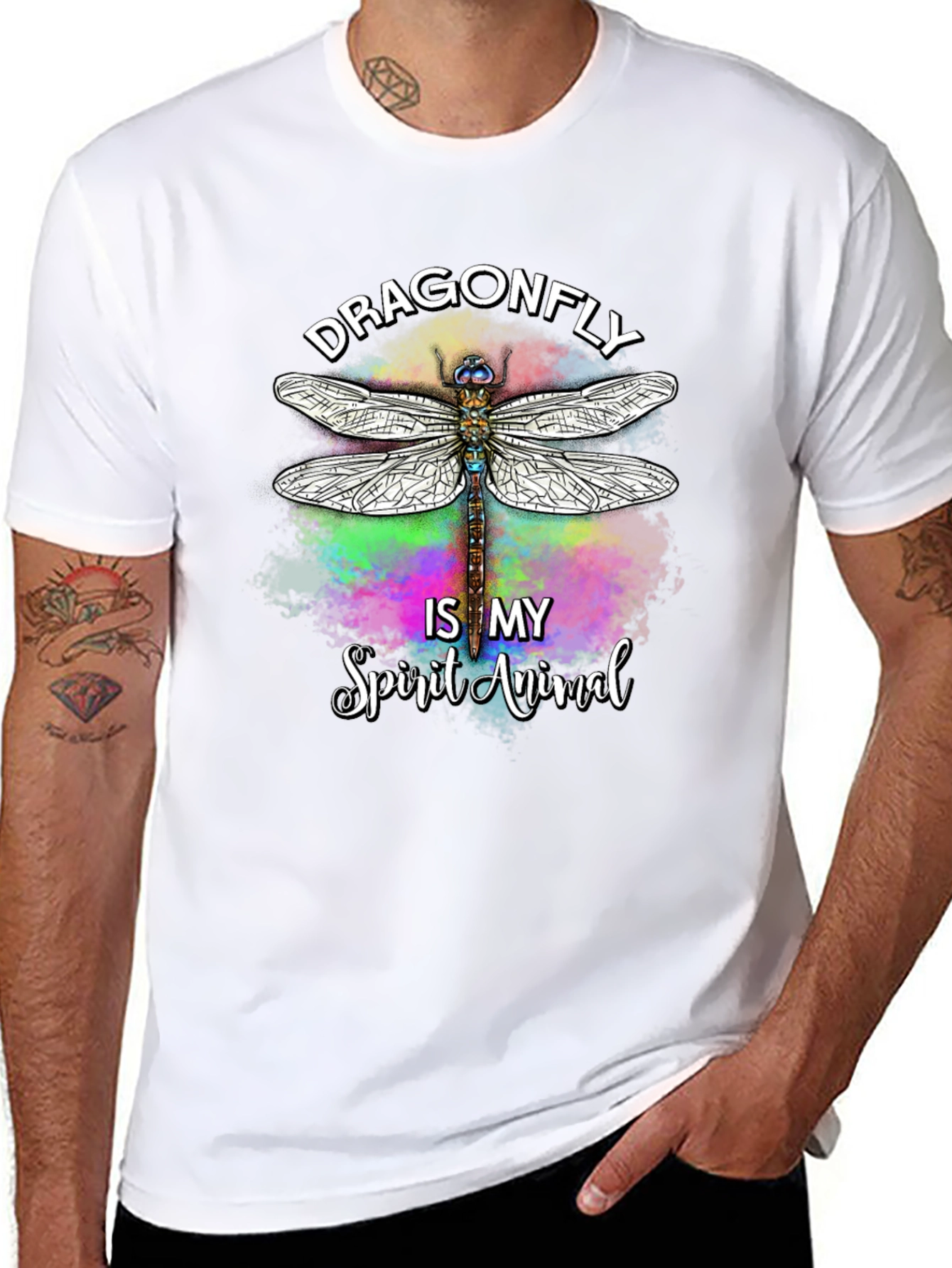 Black Dragonfly Spirit Animal Graphic T-Shirt view 8