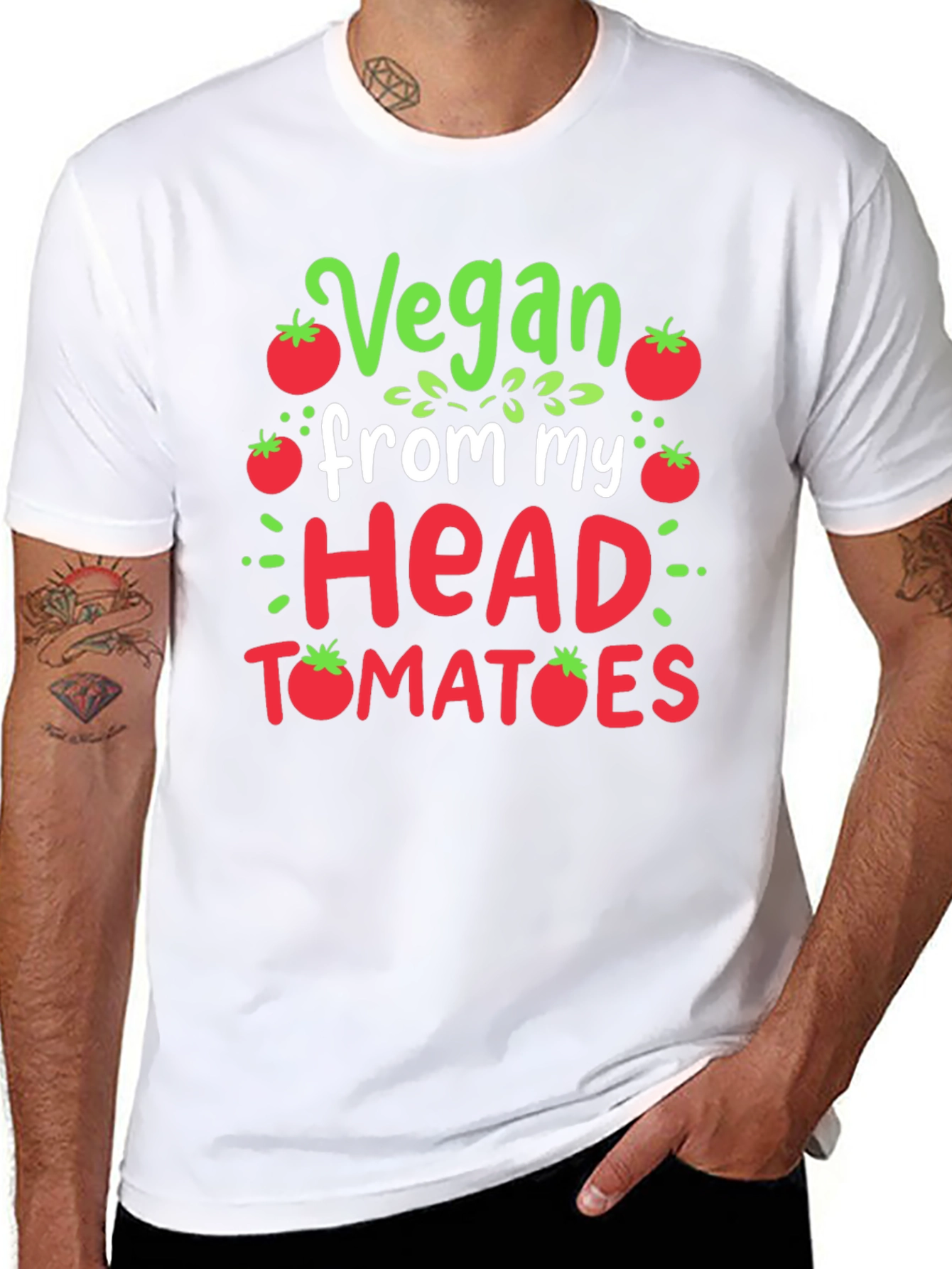 Black Vegan Tomato T-Shirt - Funny Plant Based Tee view 8