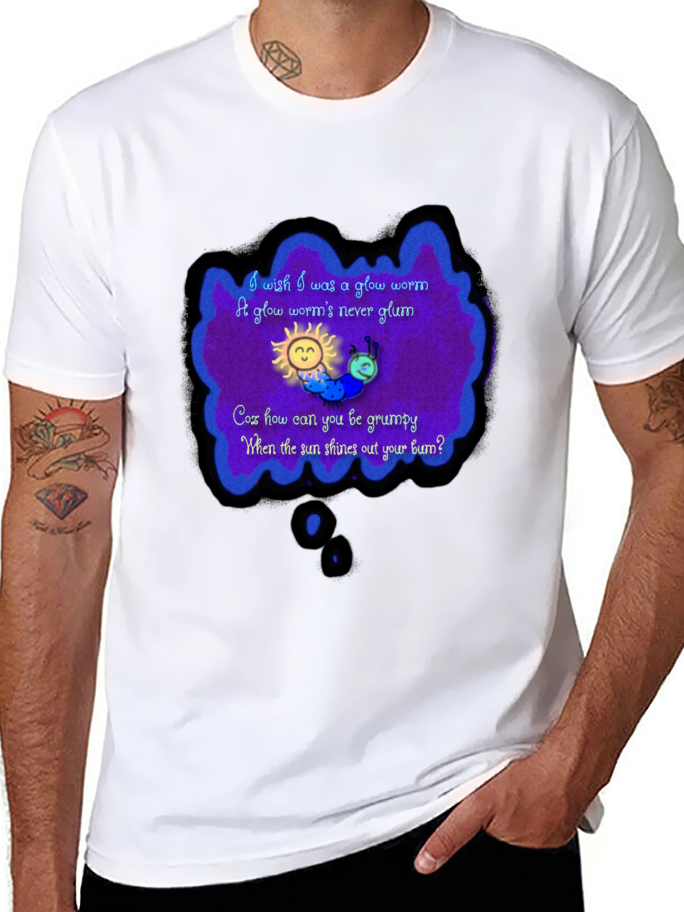 Black Glow Worm Tee - Shine Your Bum! view 8