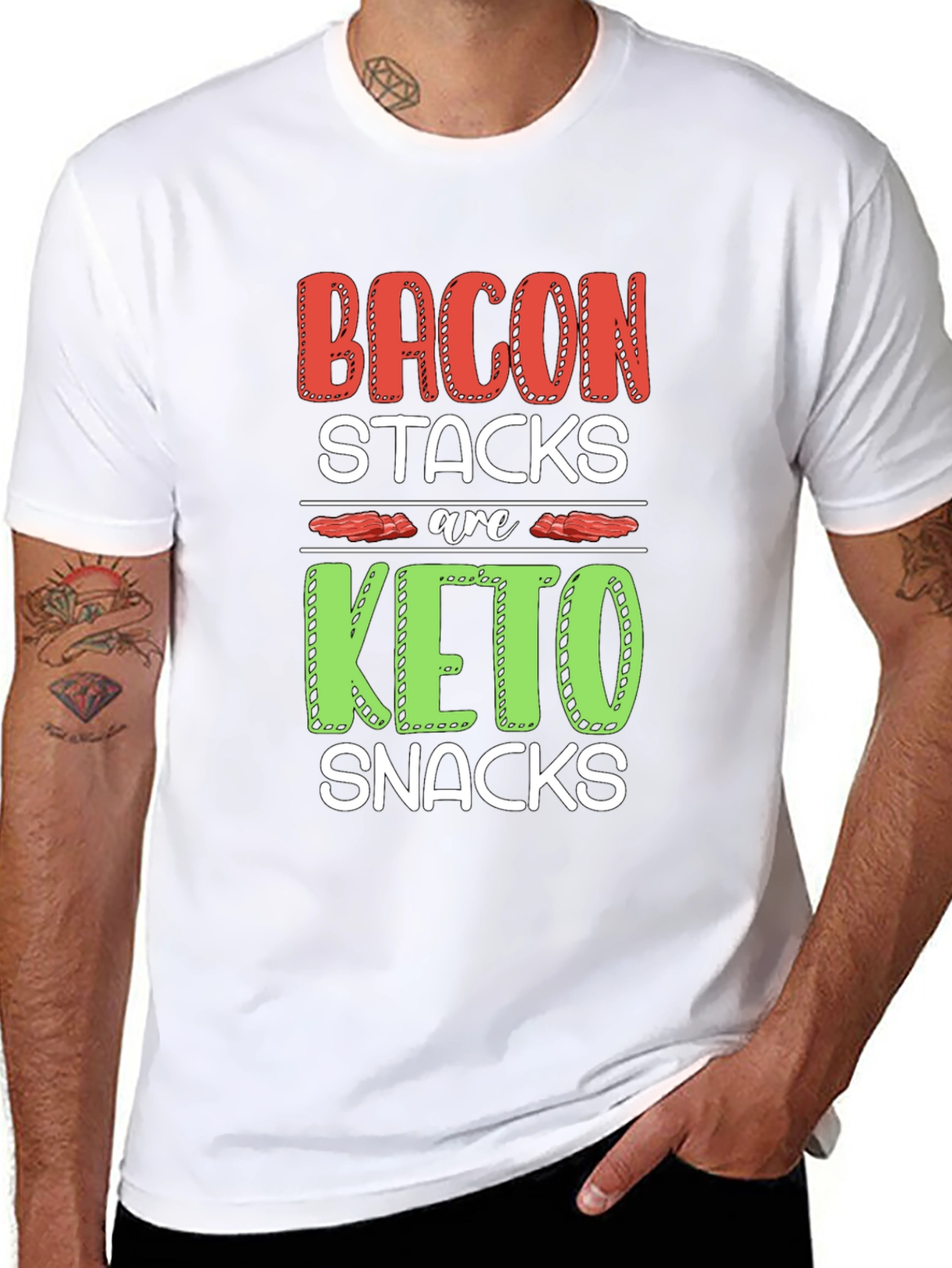 Black Bacon Keto Diet Black T-Shirt view 8