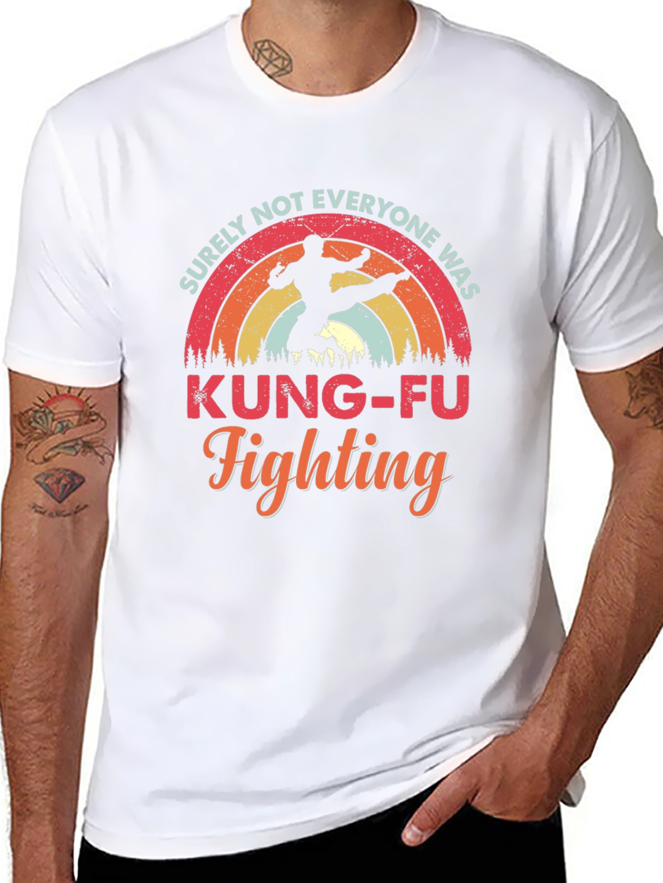Black Kung-Fu Fighting Graphic T-Shirt - Retro Style view 8