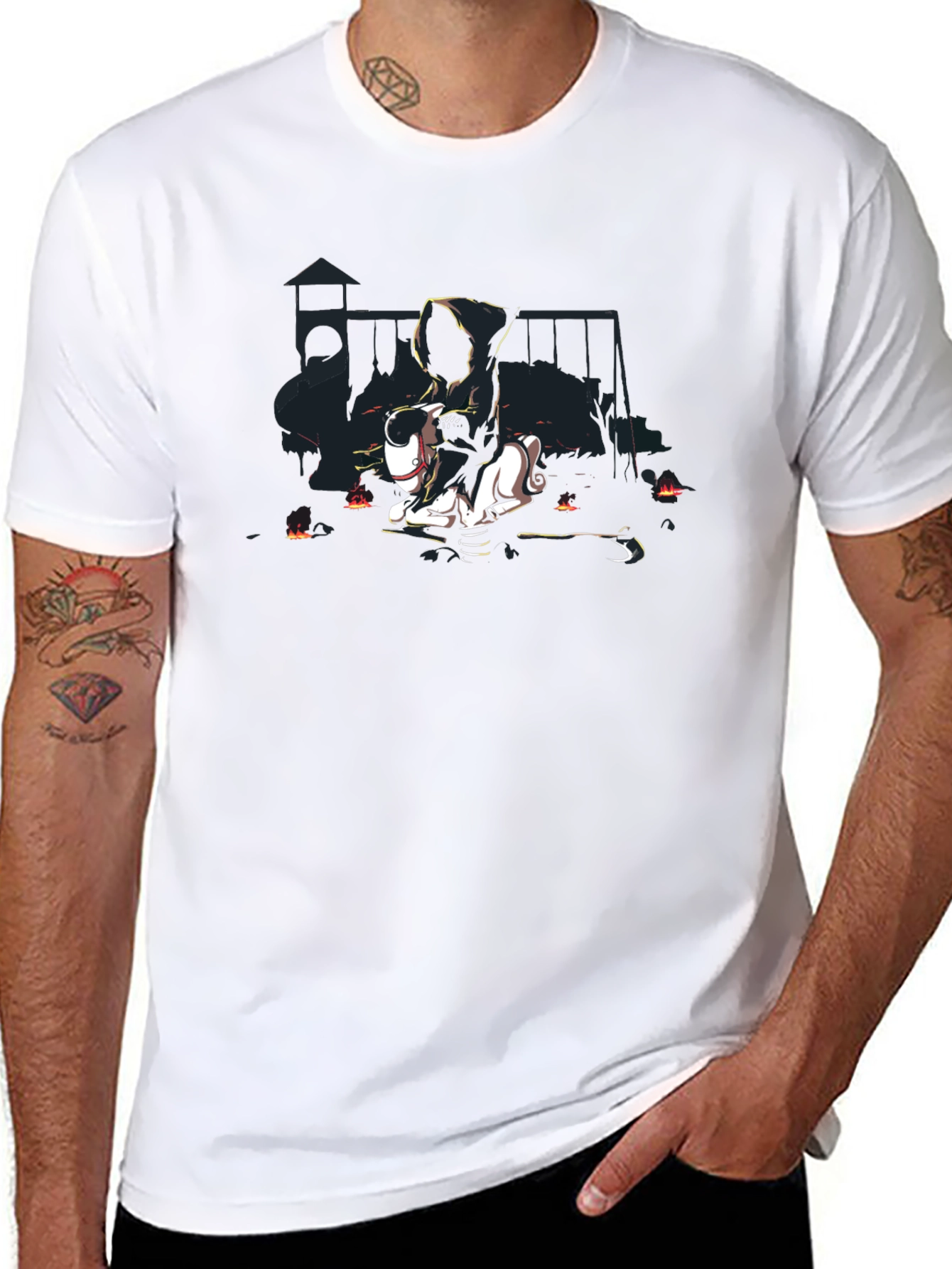 Black Grim Reaper Playground T-Shirt view 8