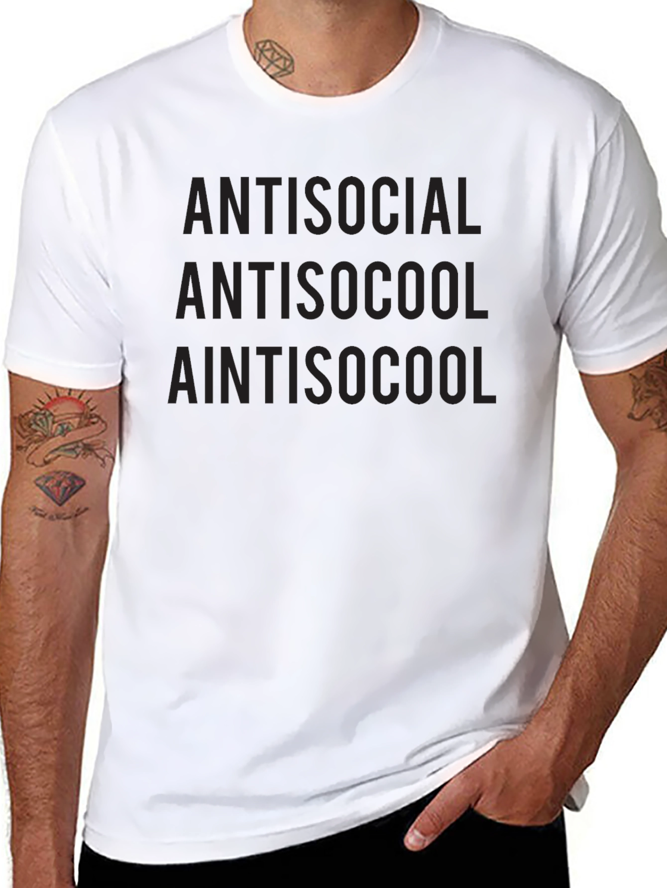 Black Antisocial Black Graphic T-Shirt view 8