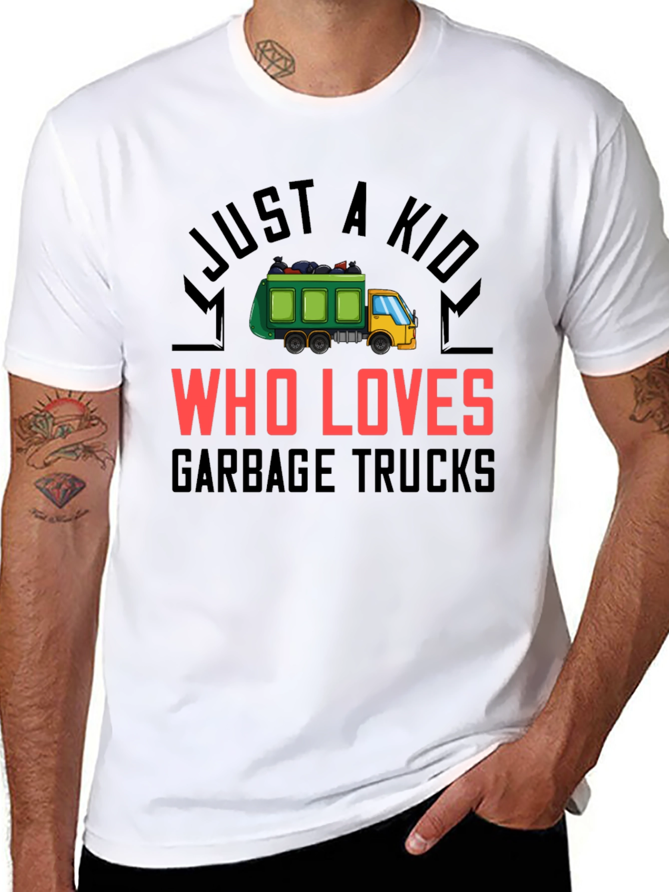 Black Garbage Truck Lover T-Shirt view 8