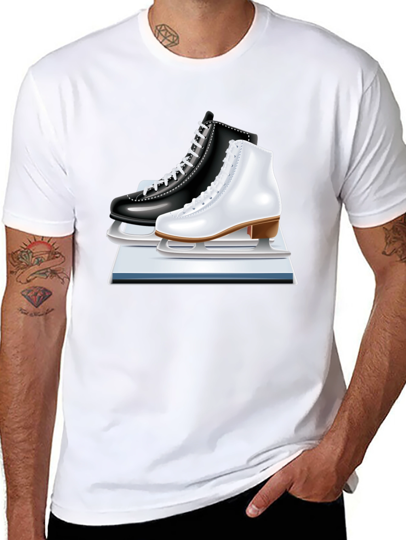 Black Ice Skating Tee - Figure Skates Graphic Shirt view 8