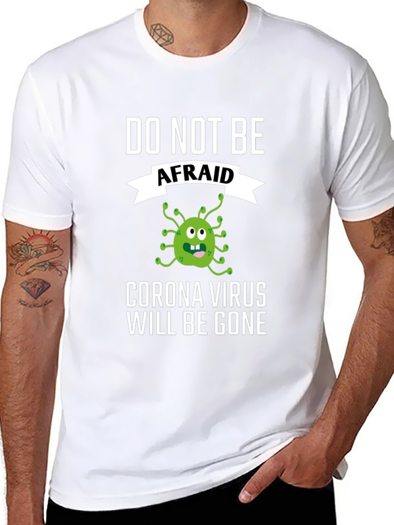 Black Corona Virus Funny T-Shirt: Do Not Be Afraid! view 8