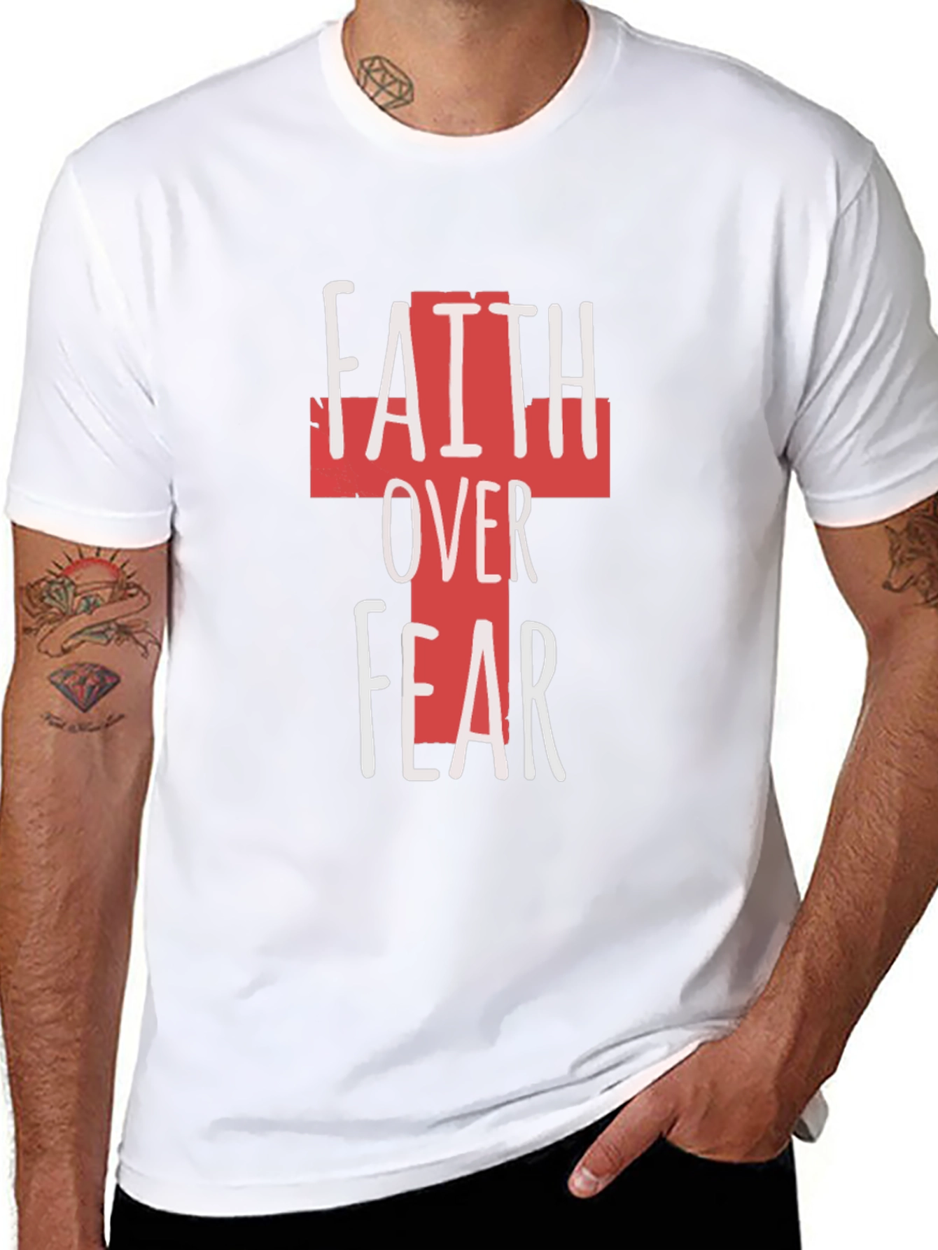 Faith Over Fear Graphic Tee - Christian Apparel - 8