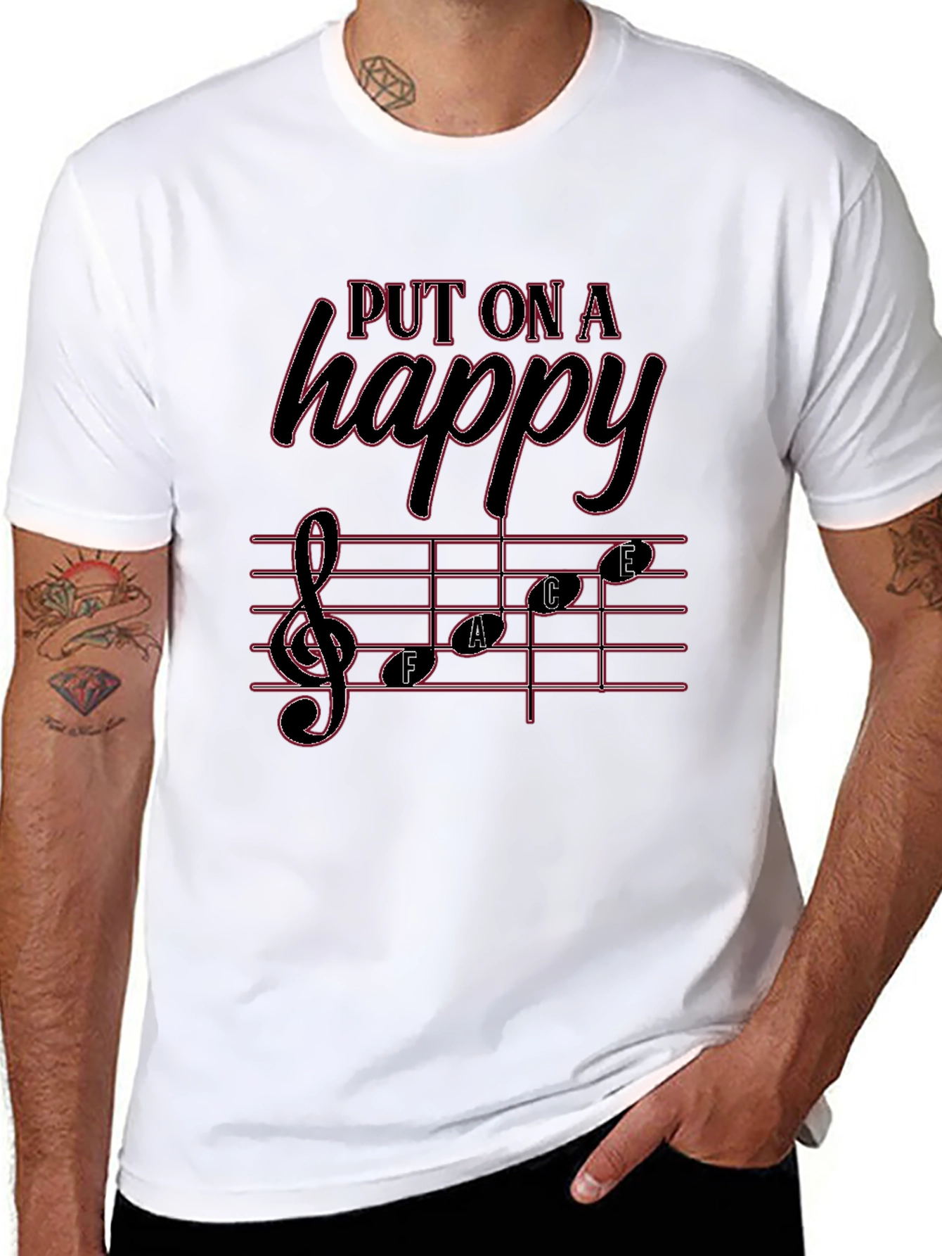 Black Put On A Happy Face T-Shirt view 8