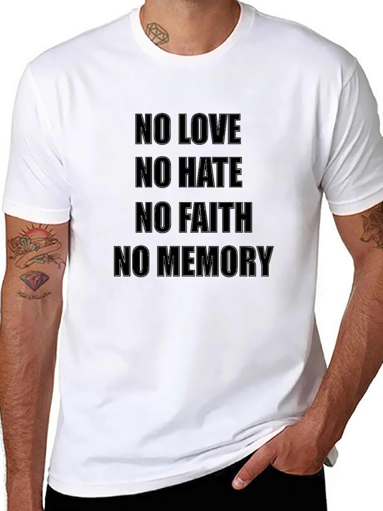 Black No Love No Hate Graphic T-Shirt - Men's Black Tee view 8