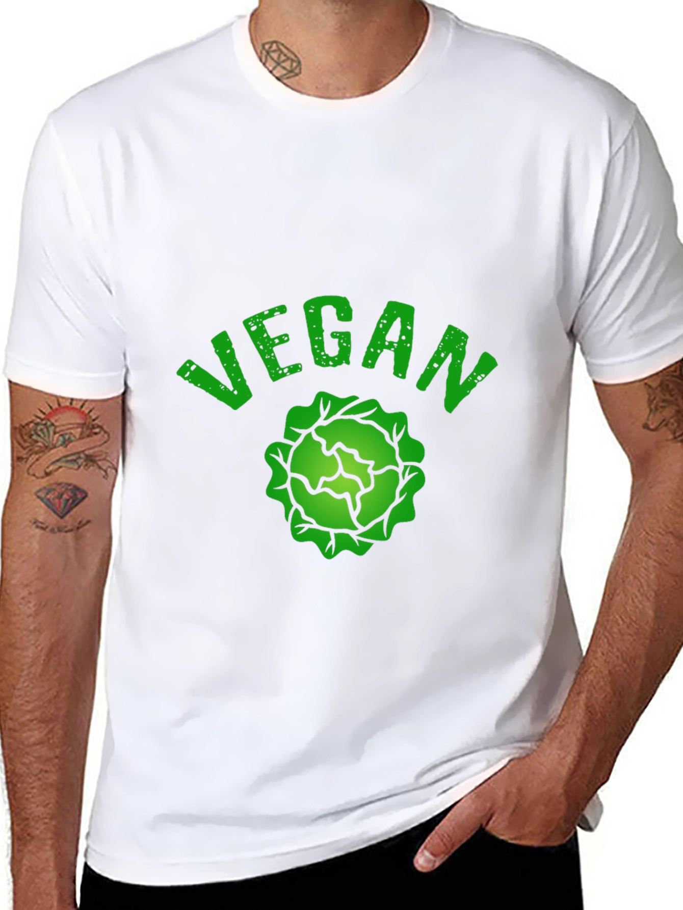 Black Vegan Cabbage Graphic T-Shirt - Black view 8
