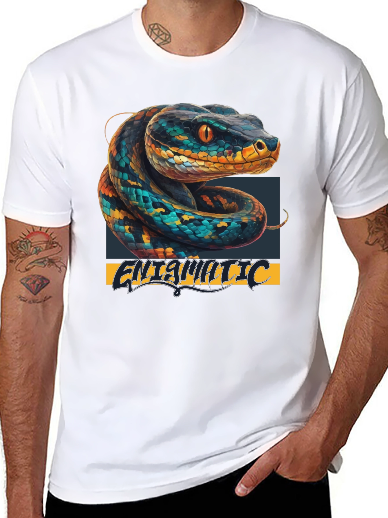 Black Snake Graphic T-Shirt - Cool Animal Print Tee view 8