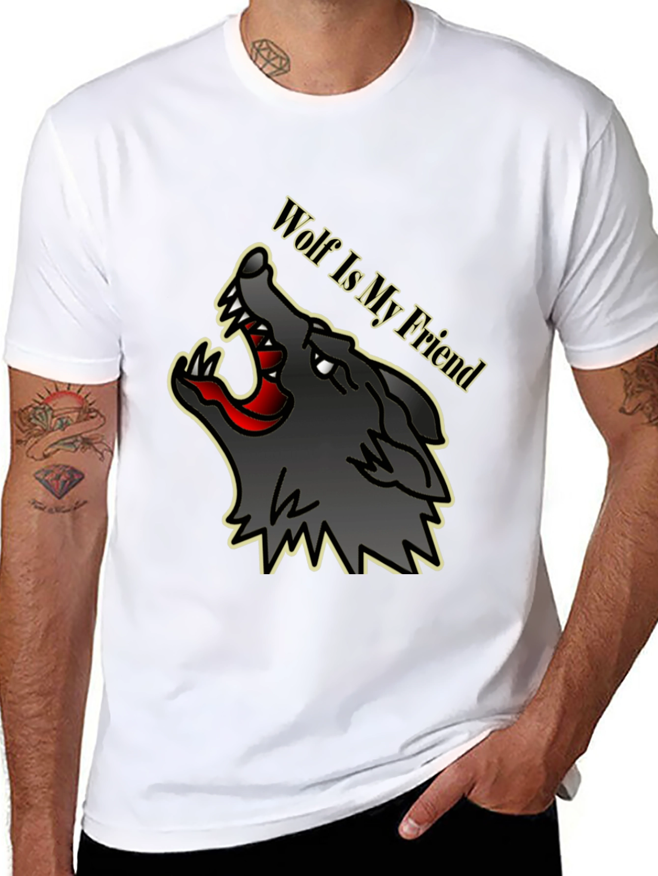 Black Wolf Is My Friend Graphic Tee - Black view 8