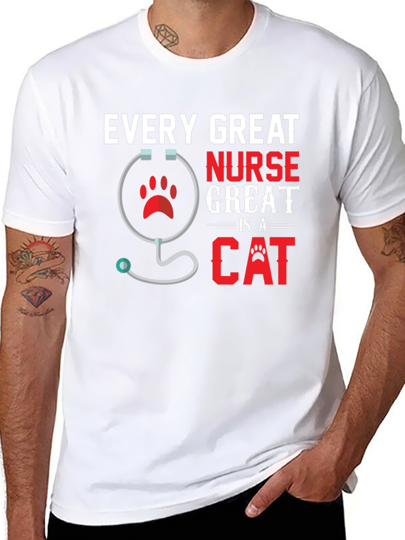 Black Every Great Nurse Is a Cat T-Shirt view 8
