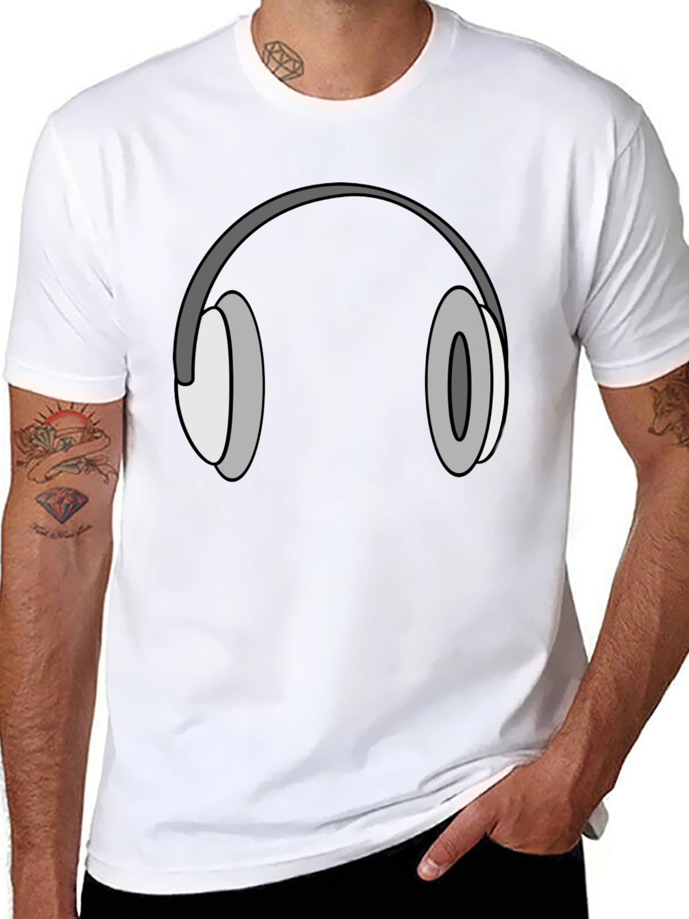 Black Headphone Graphic Tee - Cool Black T-Shirt view 8