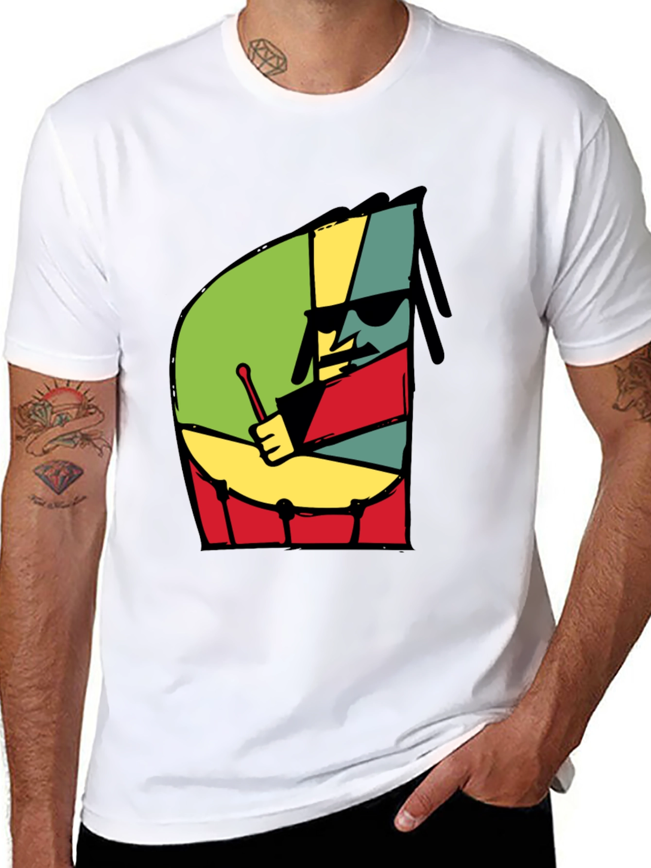 Rasta Drummer T-Shirt - Reggae Music Graphic Tee - 8