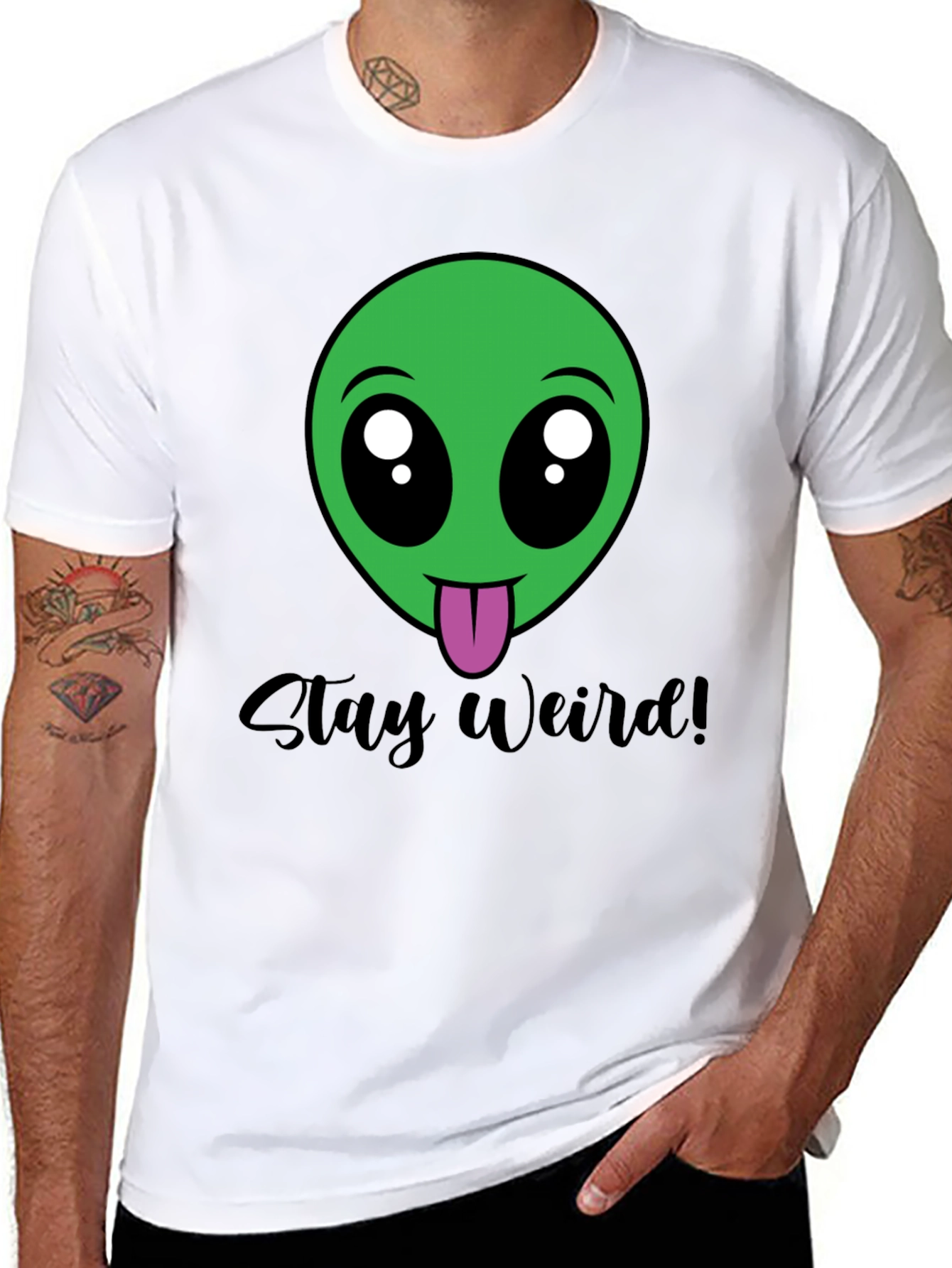 Black Stay Weird Alien Tee - Black view 8