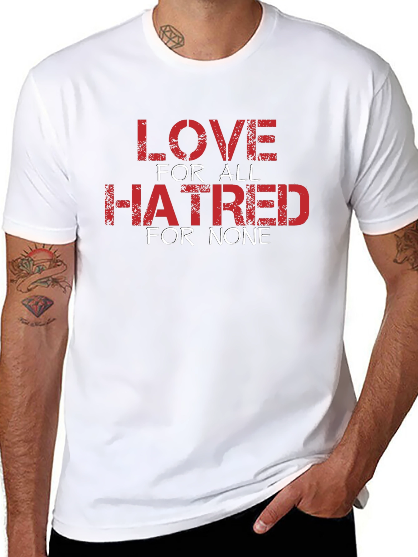 Black Love for All, Hatred for None Graphic T-Shirt view 8