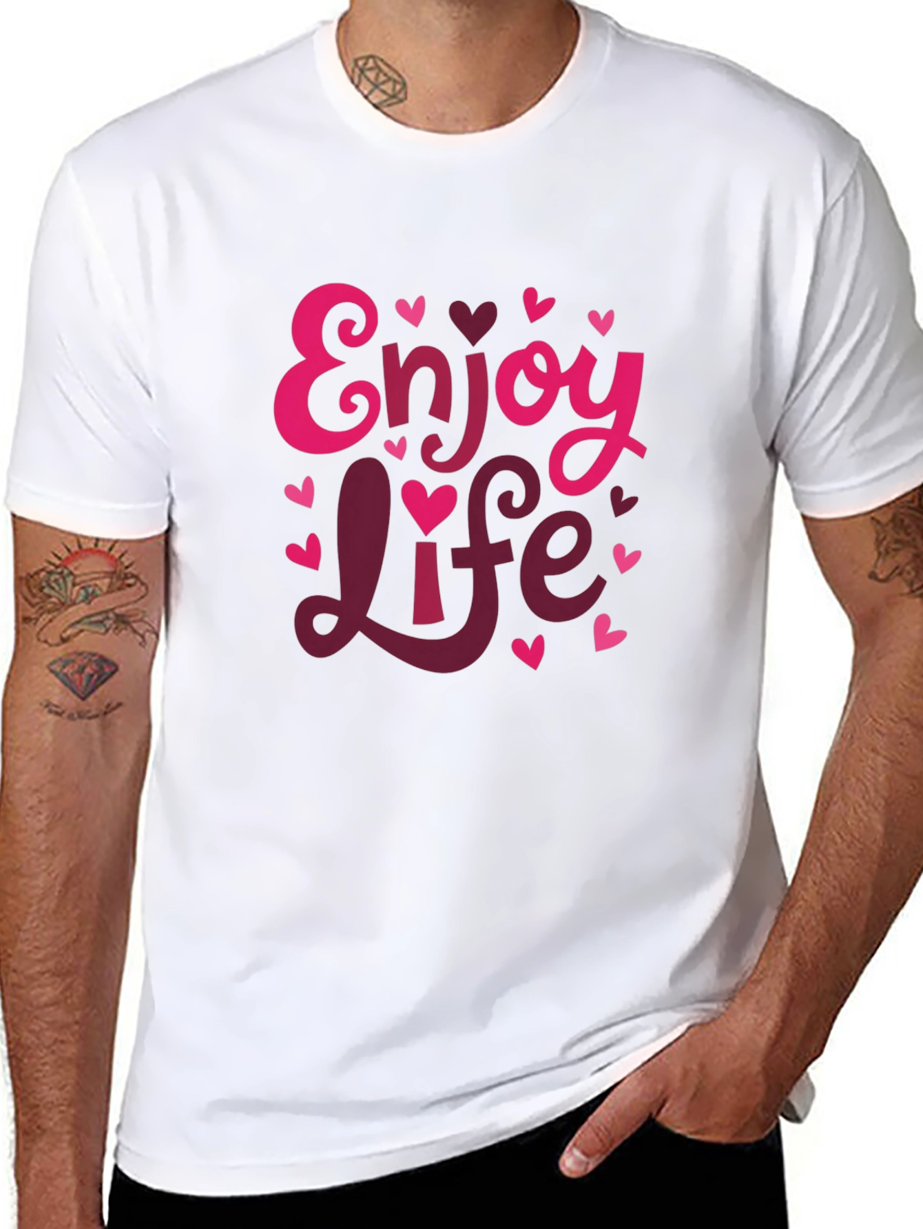 Black Enjoy Life Valentine's Day Graphic Tee view 8