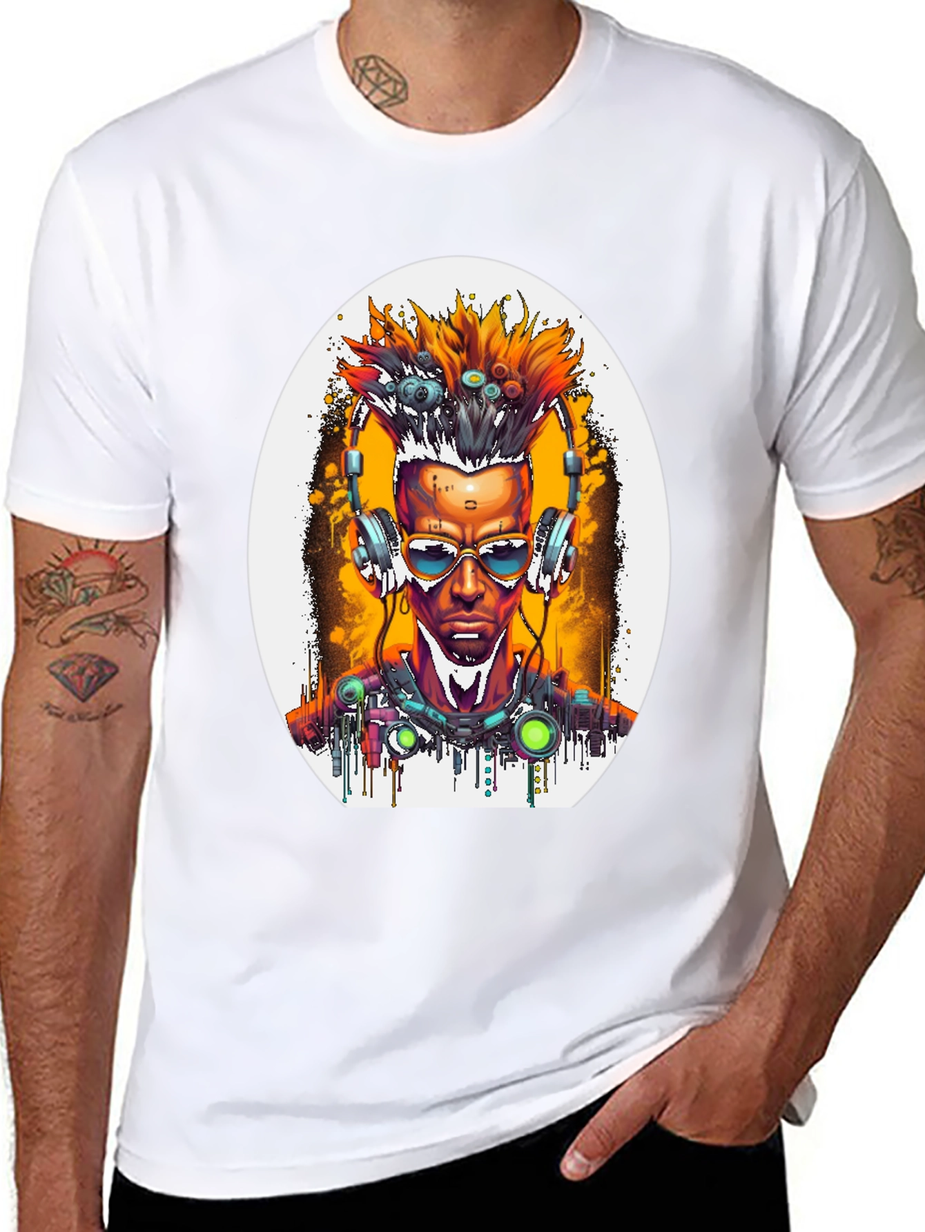 Black Cyberpunk Art T-Shirt view 8