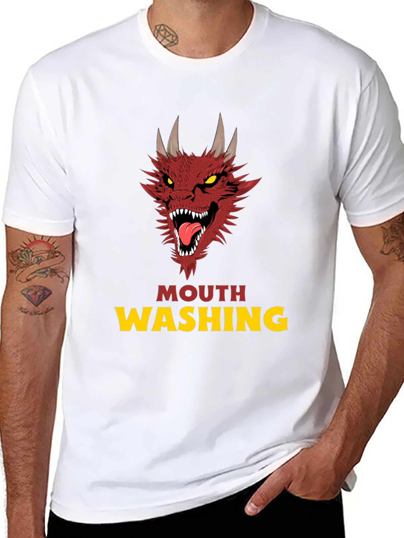 Black Mouth Washing Dragon Graphic T-Shirt - Black view 8