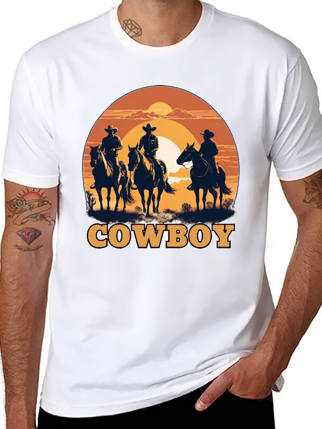 Black Cowboy Silhouette Graphic T-Shirt view 8