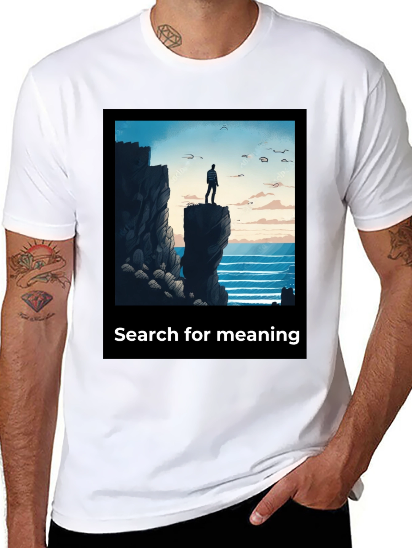 Black Search for Meaning Graphic T-Shirt view 8