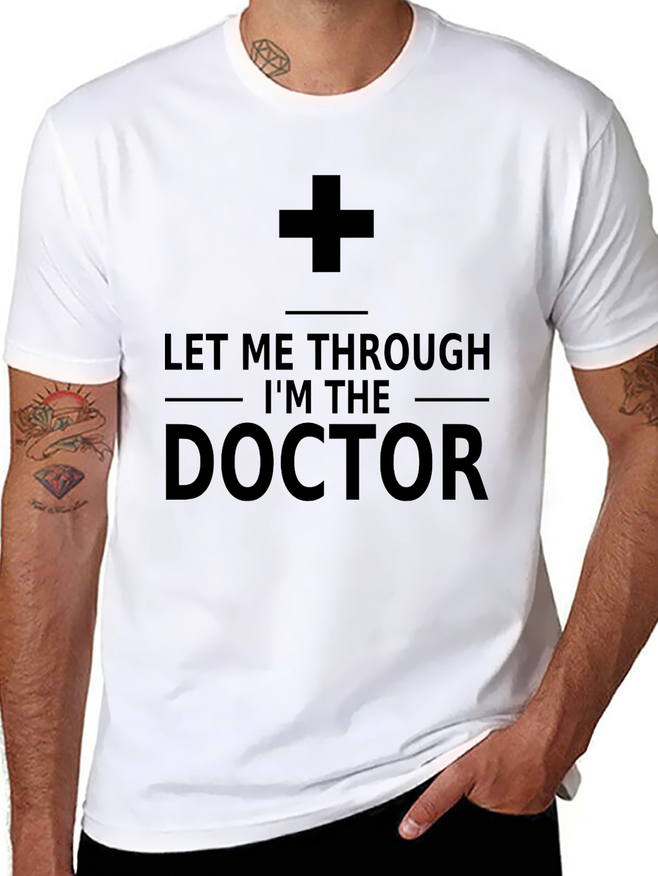 Black Let Me Through, I'm The Doctor T-Shirt view 8