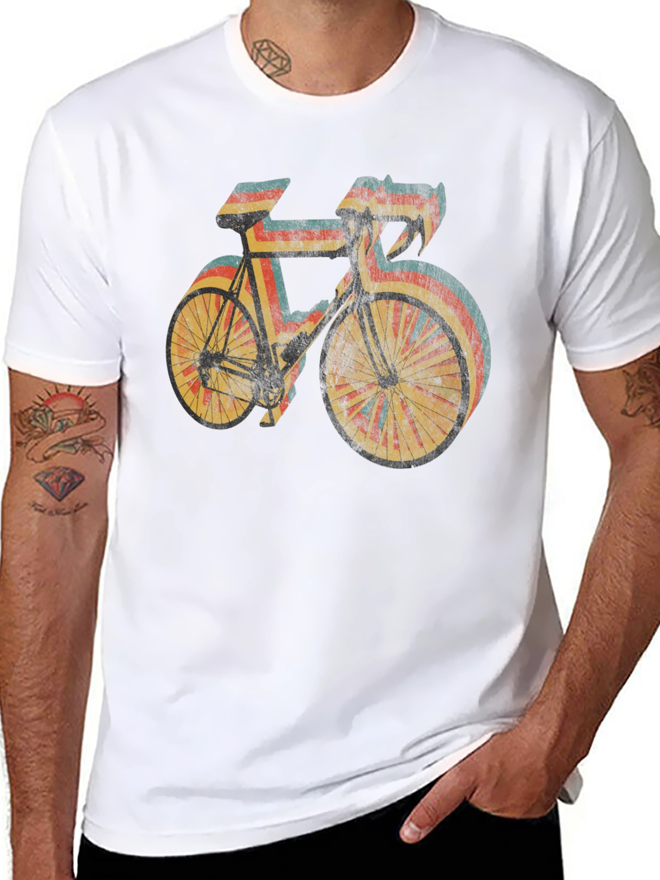 Black Retro Style Cycling T-Shirt - Black view 8