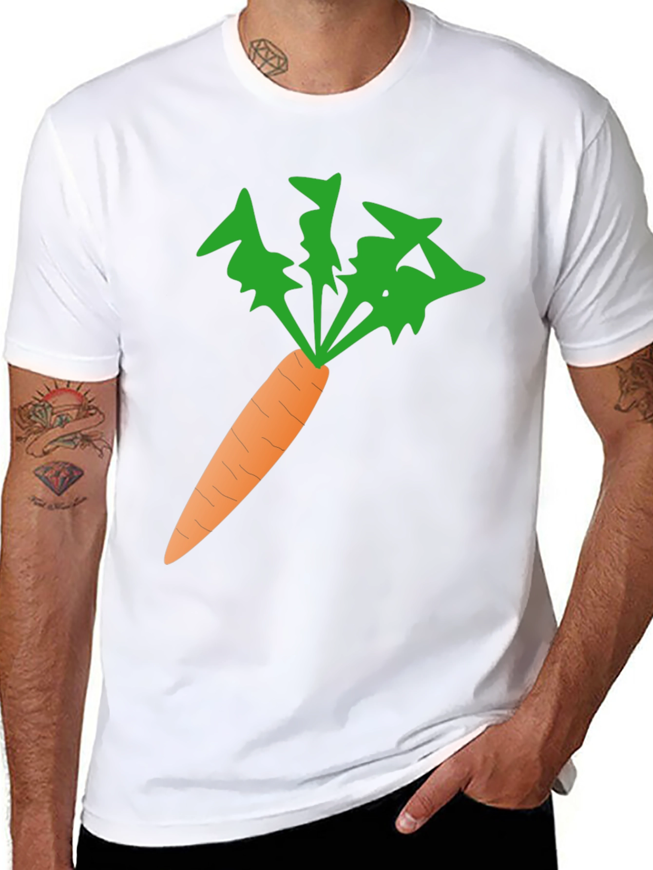 Black Men's Carrot Graphic Tee - Black Cotton Blend view 8