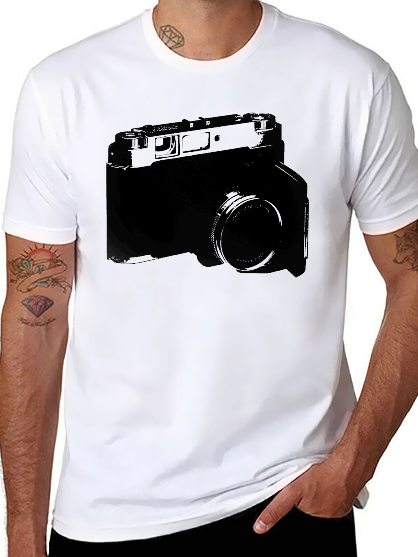 Black Vintage Camera Graphic Tee - Retro Style view 8