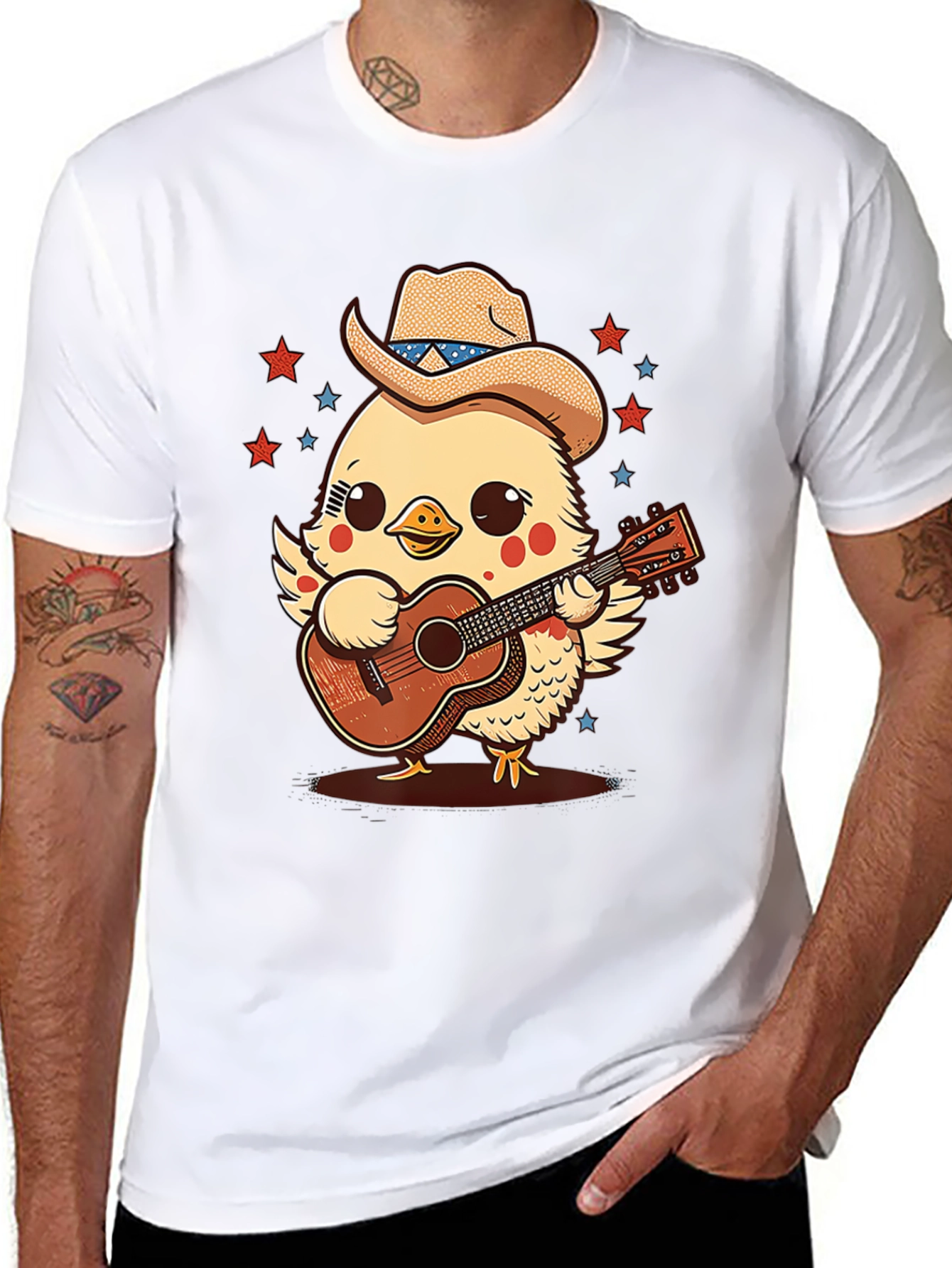 Black Cute Cowboy Chick Guitar T-Shirt view 8