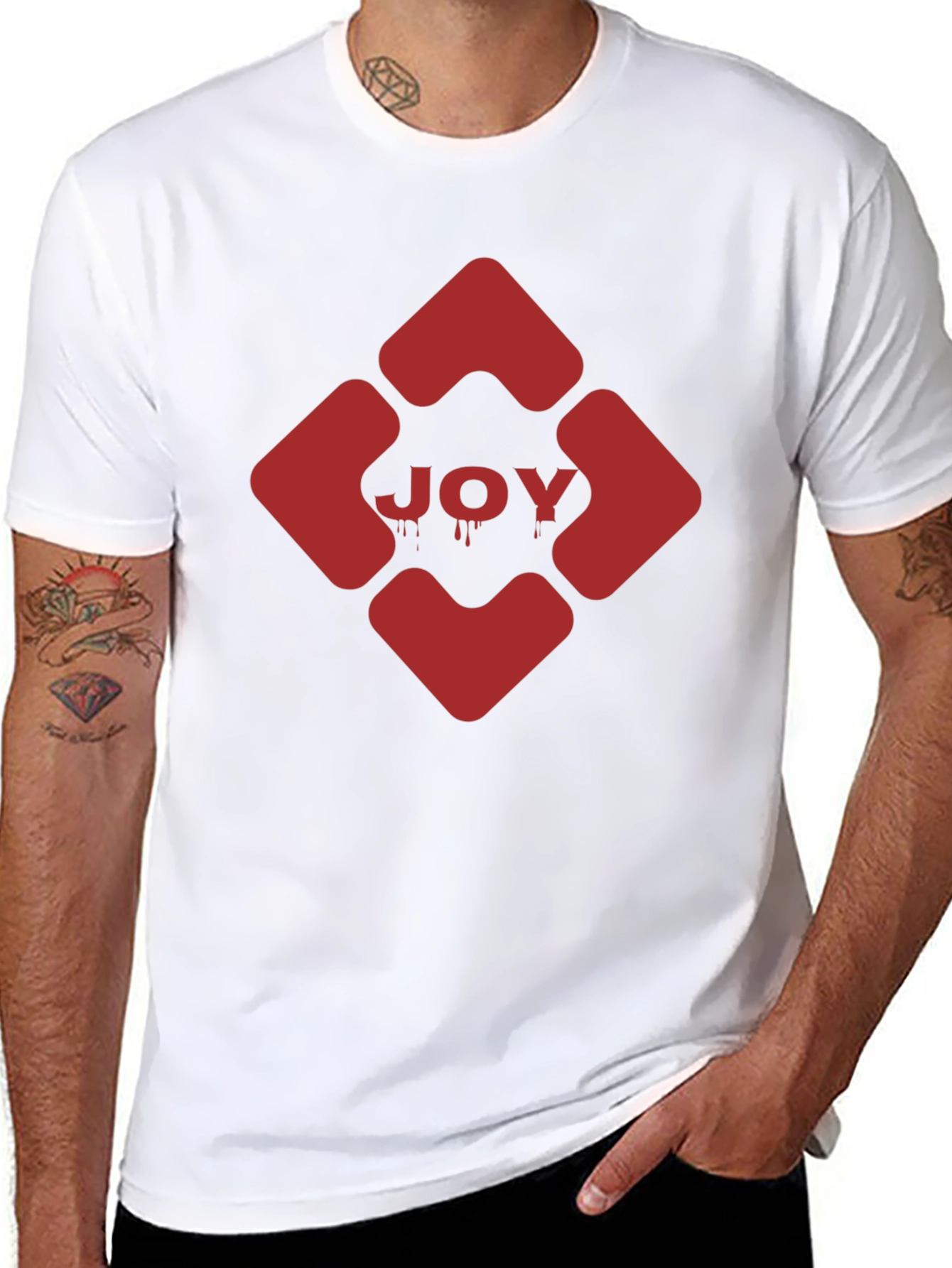 Black JOY Graphic Tee - Edgy Red Design on Black view 8