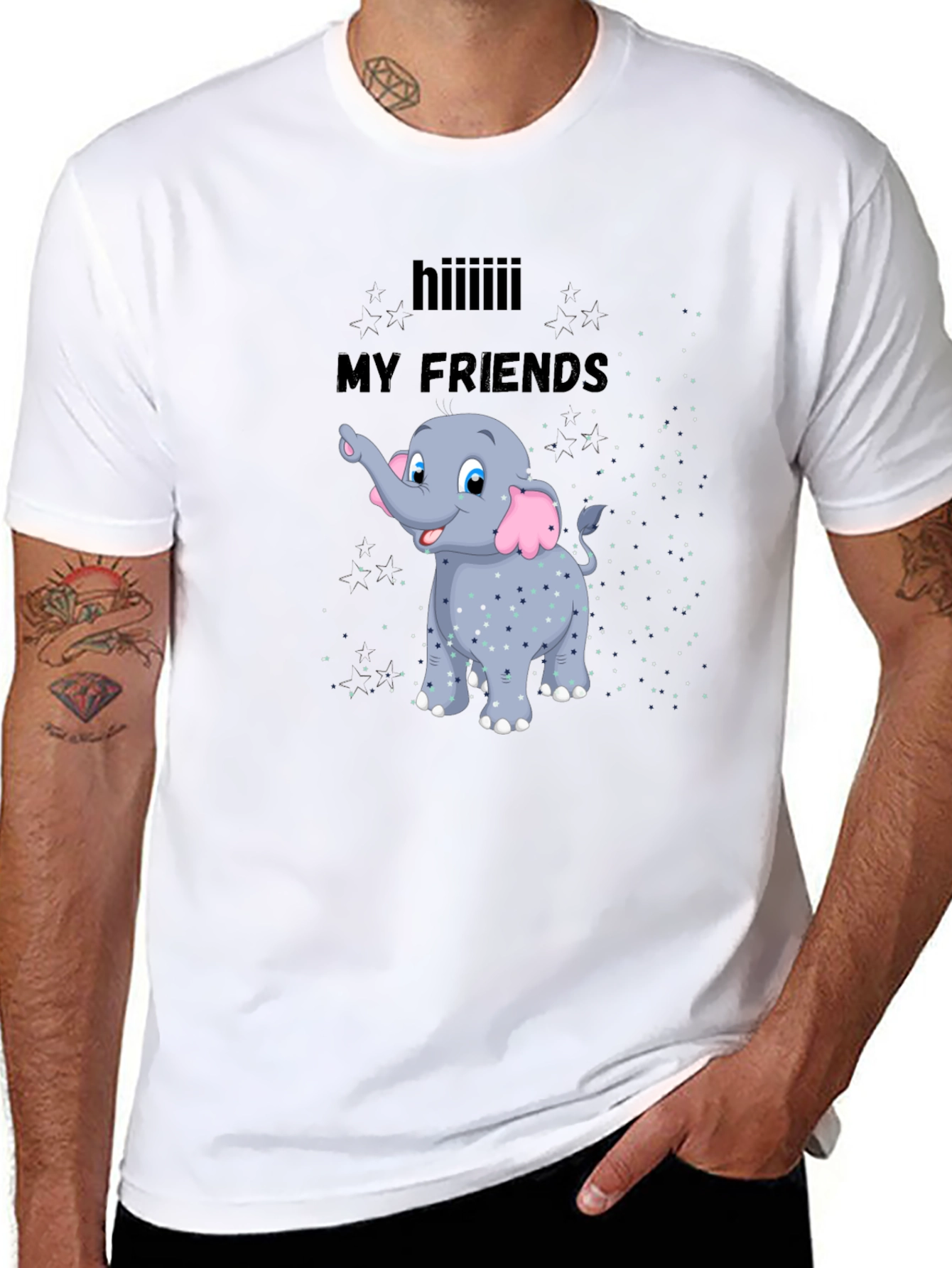 Black Elephant 'My Friends' Graphic Black T-Shirt view 8