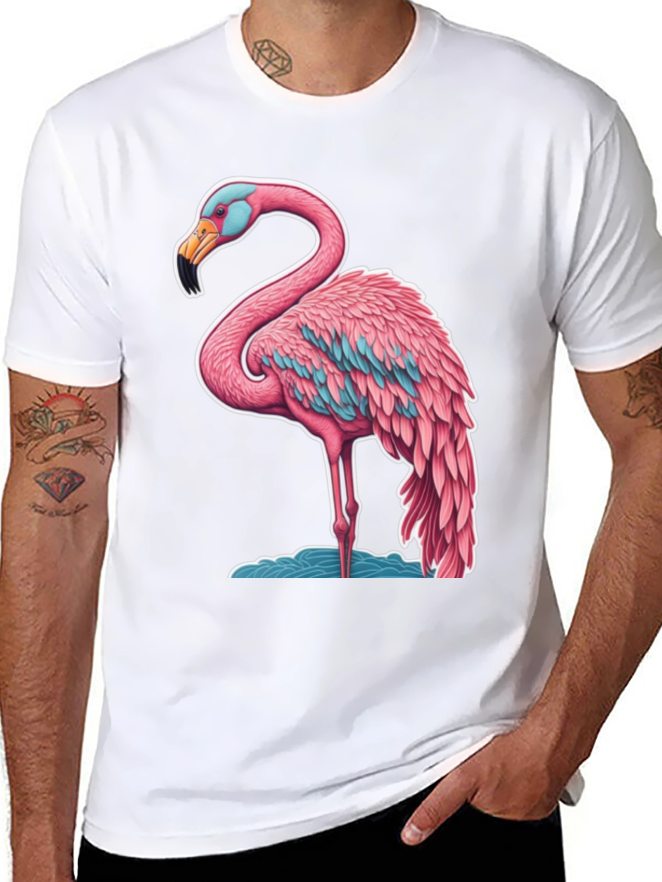 Black Flamingo Graphic Tee - Black Cotton view 8