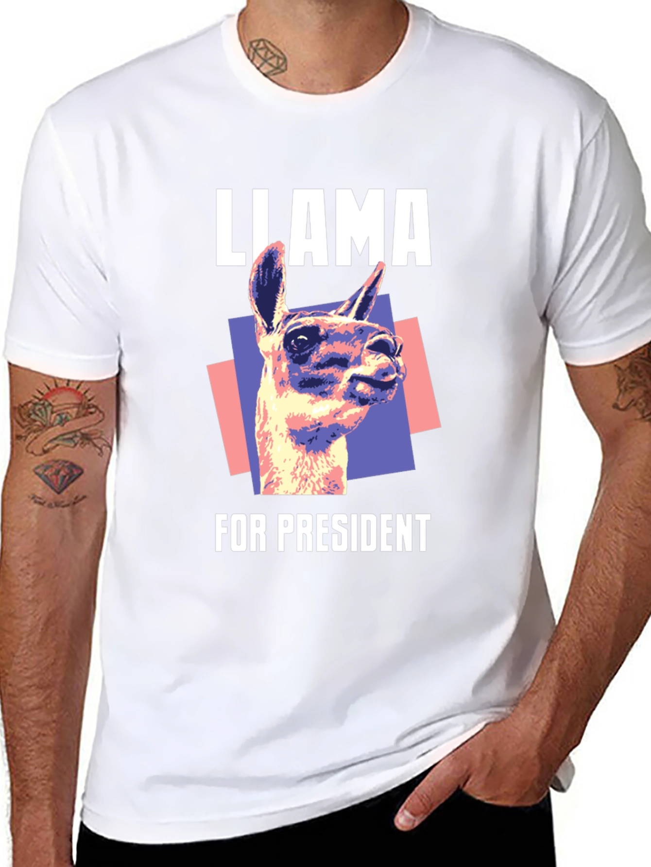 Black Llama For President Graphic T-Shirt view 8