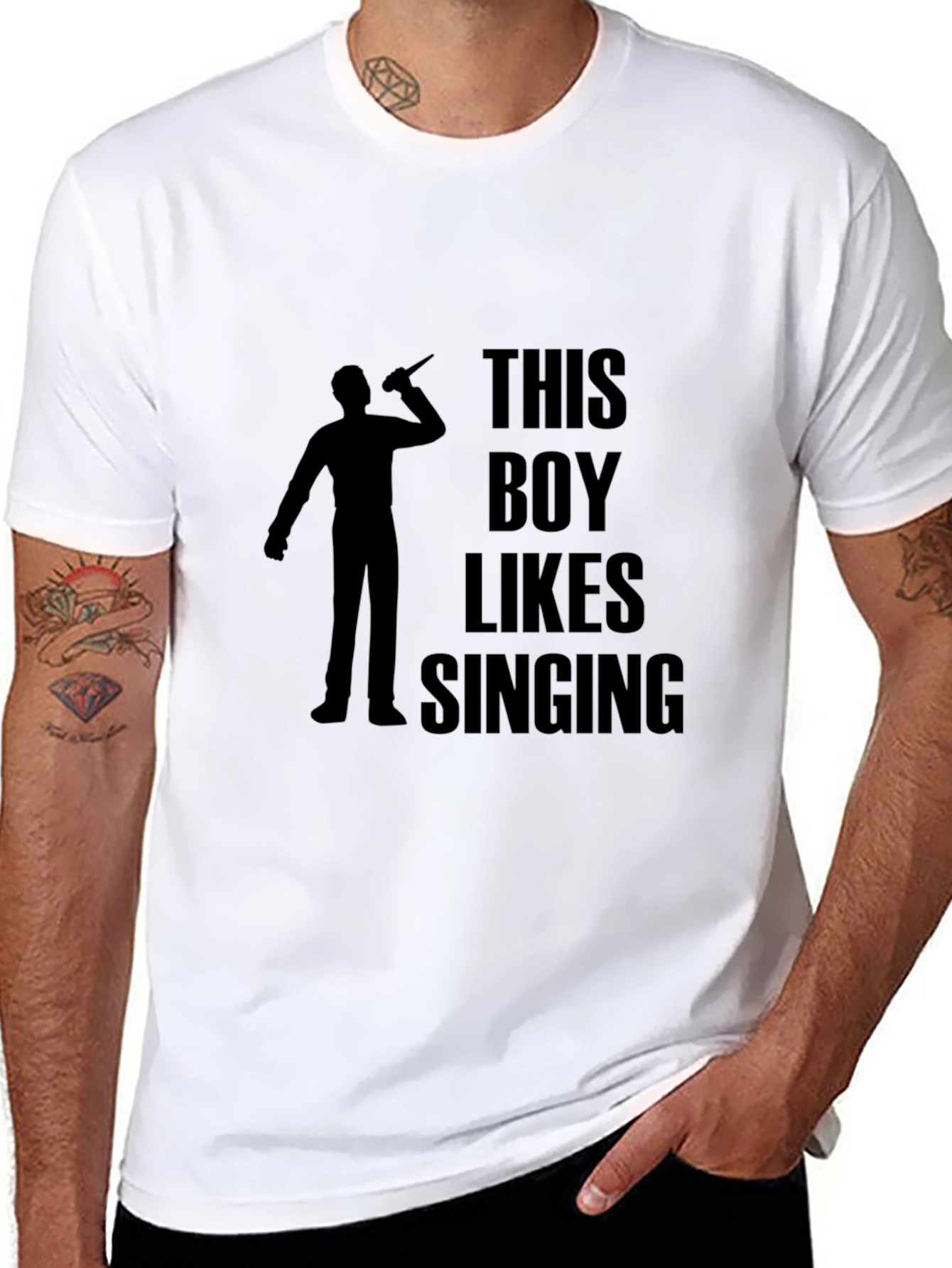Black This Boy Likes Singing Black T-Shirt view 8