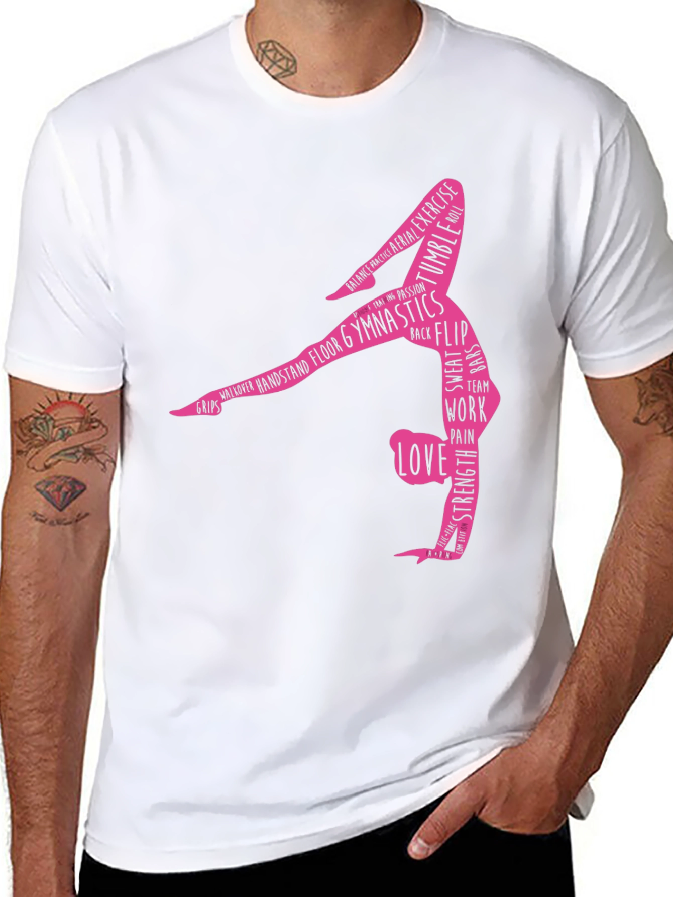 Black Gymnastics Word Art T-Shirt - Black view 8