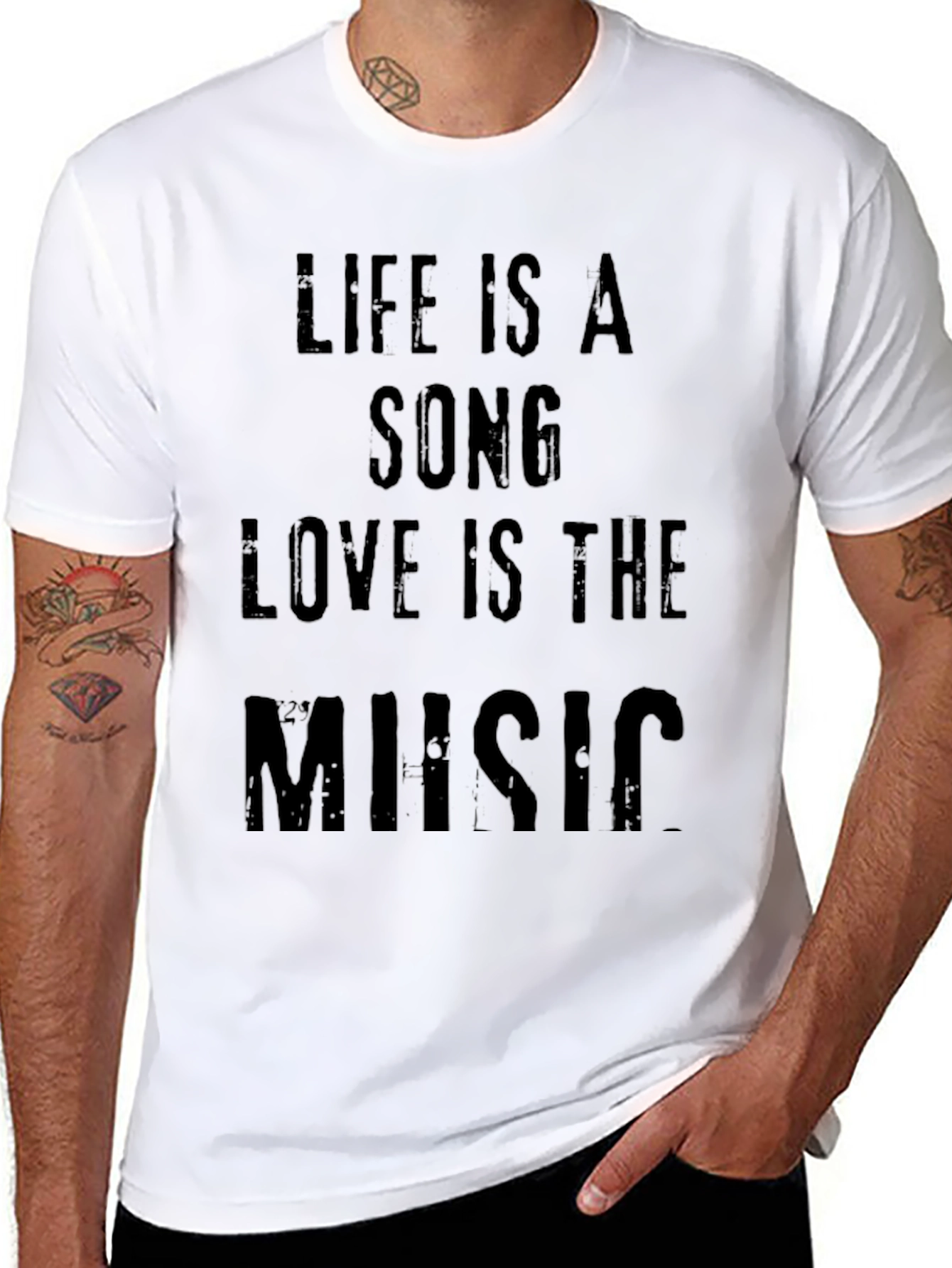Life Is A Song Men's Black Graphic Tee - 8