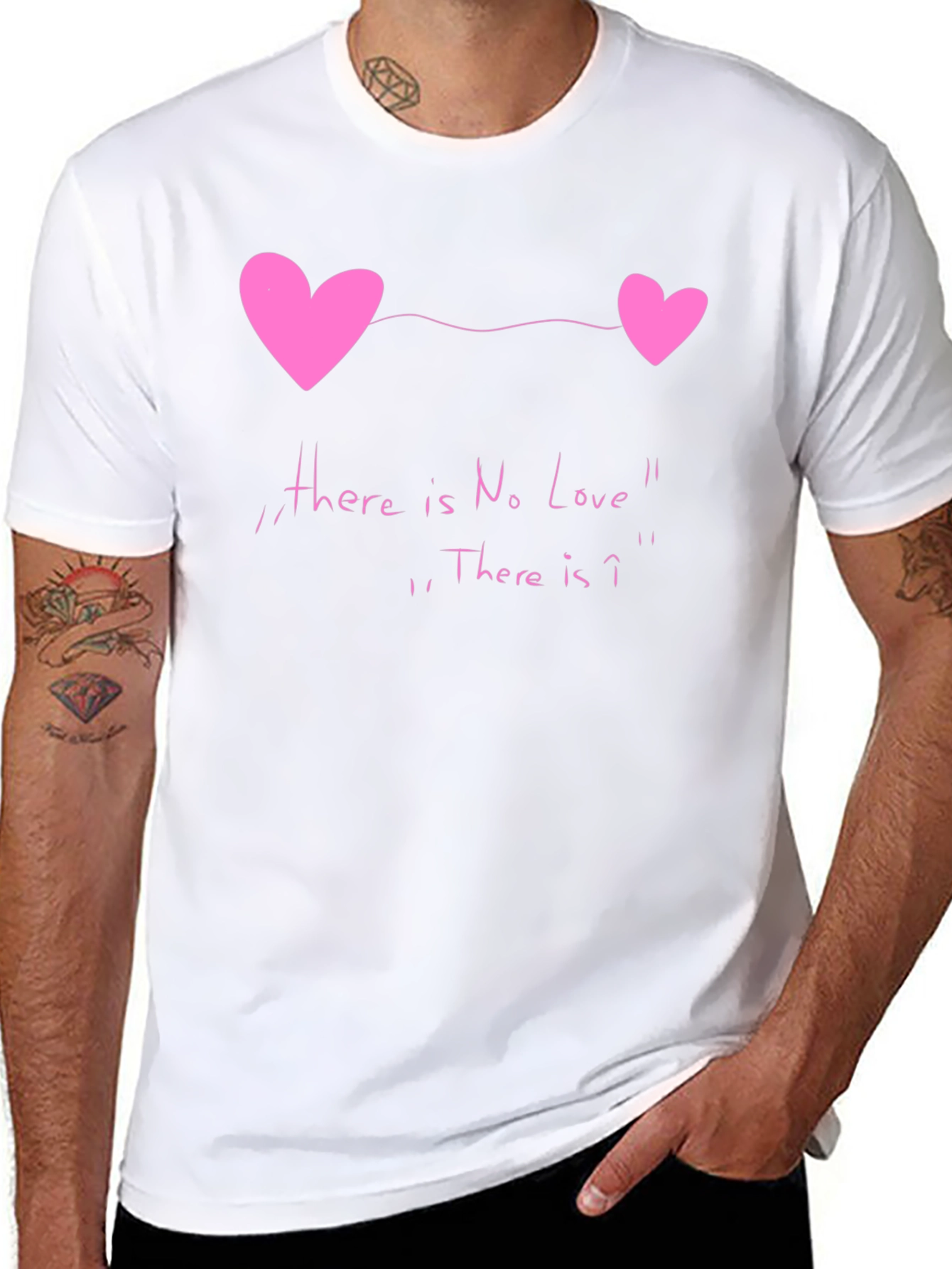 Black No Love Tee - Heart Graphic Novelty T-Shirt view 8