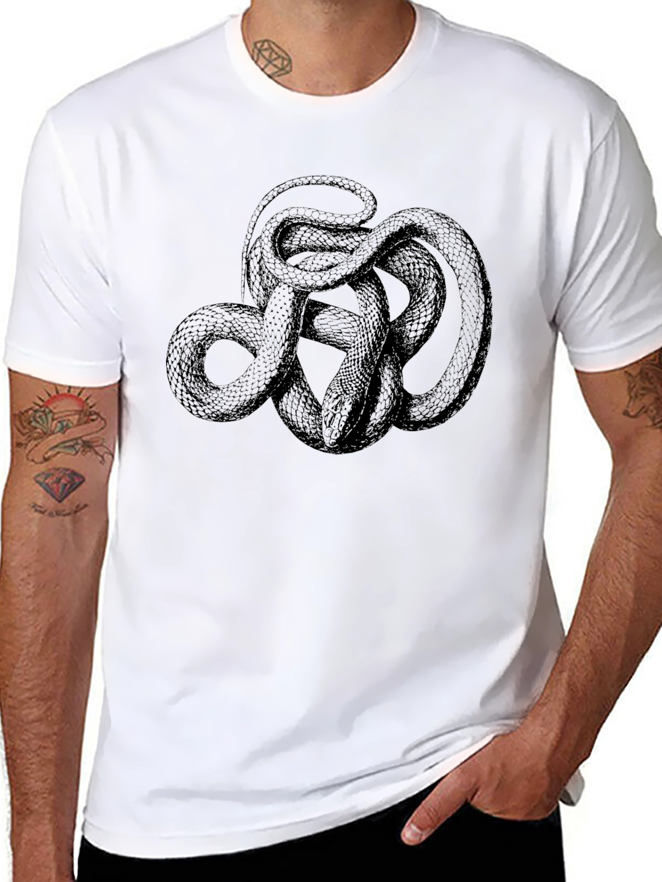Black Black Snake Graphic Tee - Mens Casual Fashion view 8
