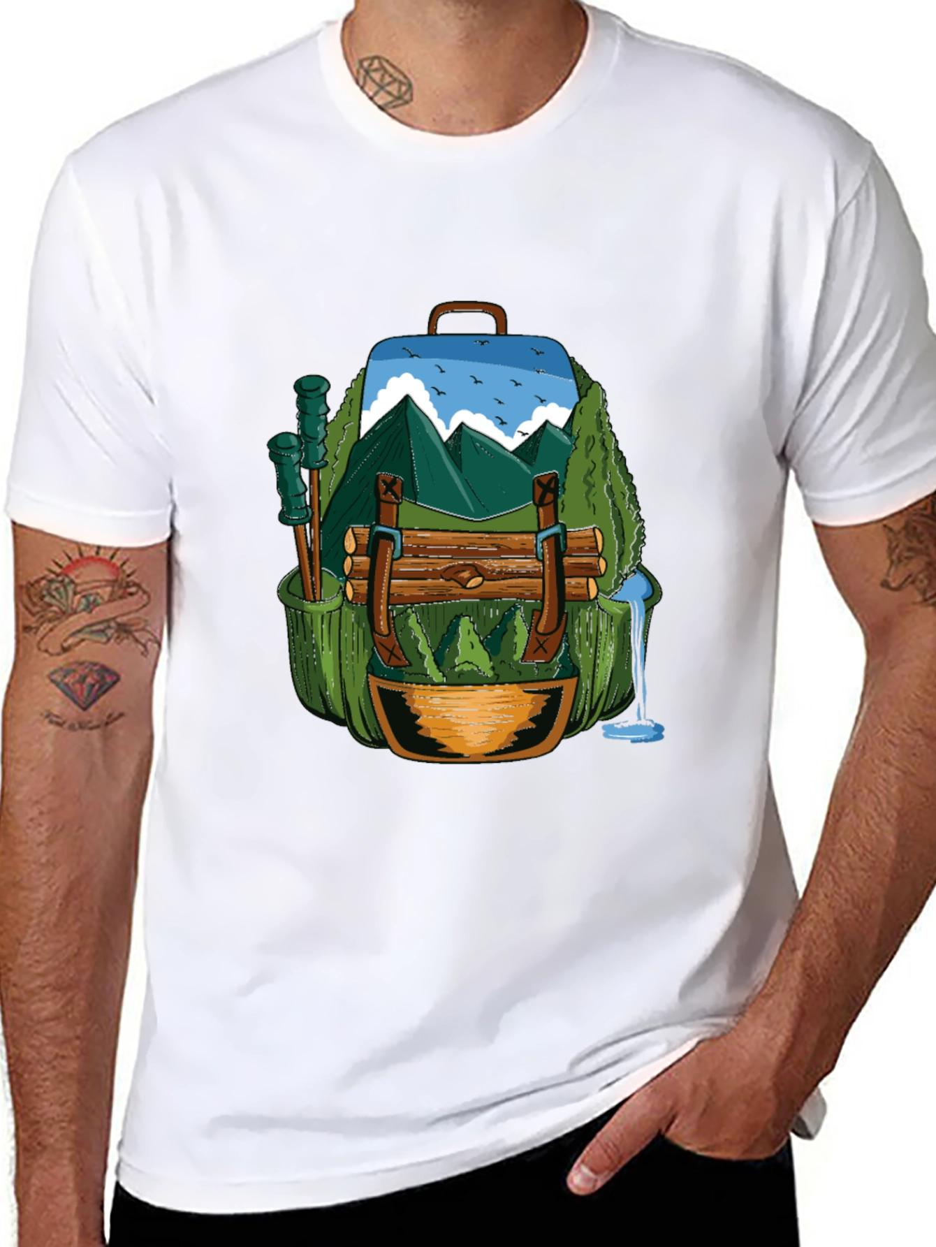 Black Nature Backpack T-Shirt: Adventure Ready view 8
