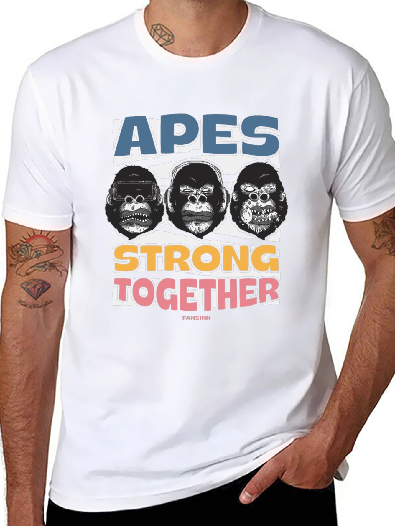 Black Apes Strong Together Graphic Tee - Black Cotton view 8